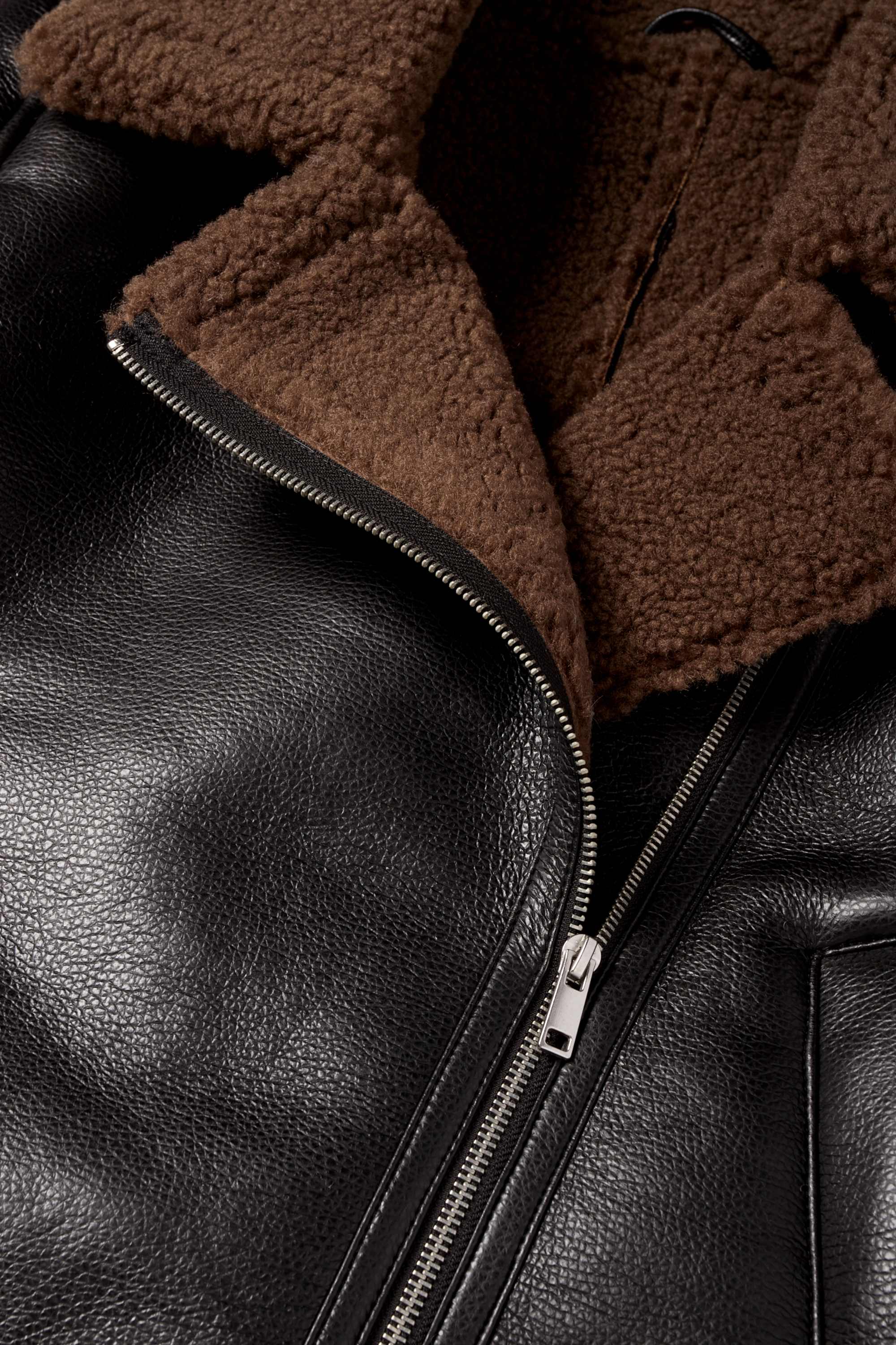 Faux shearling jacket - faux leather black