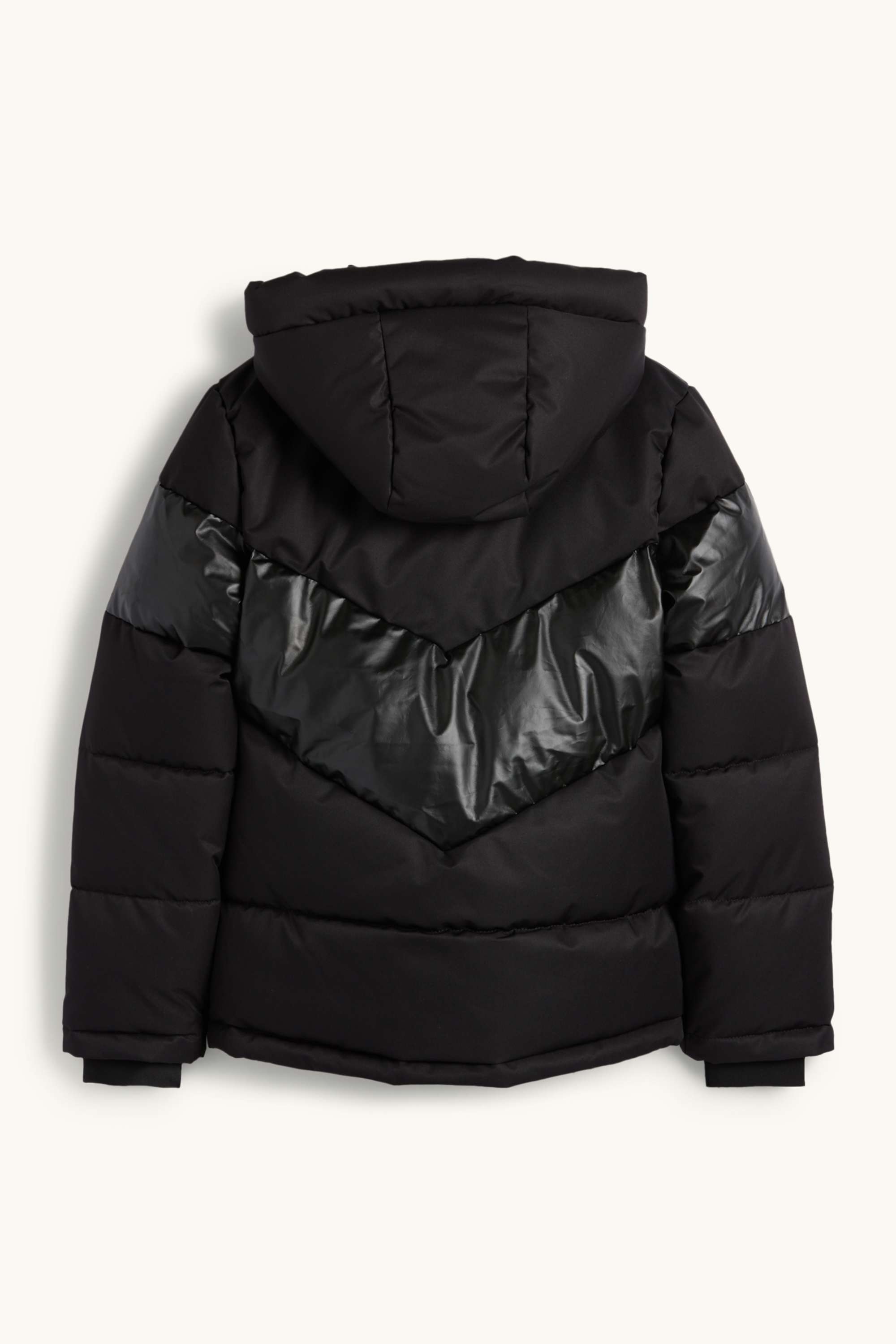 Ski jacket with hood - water-repellent black