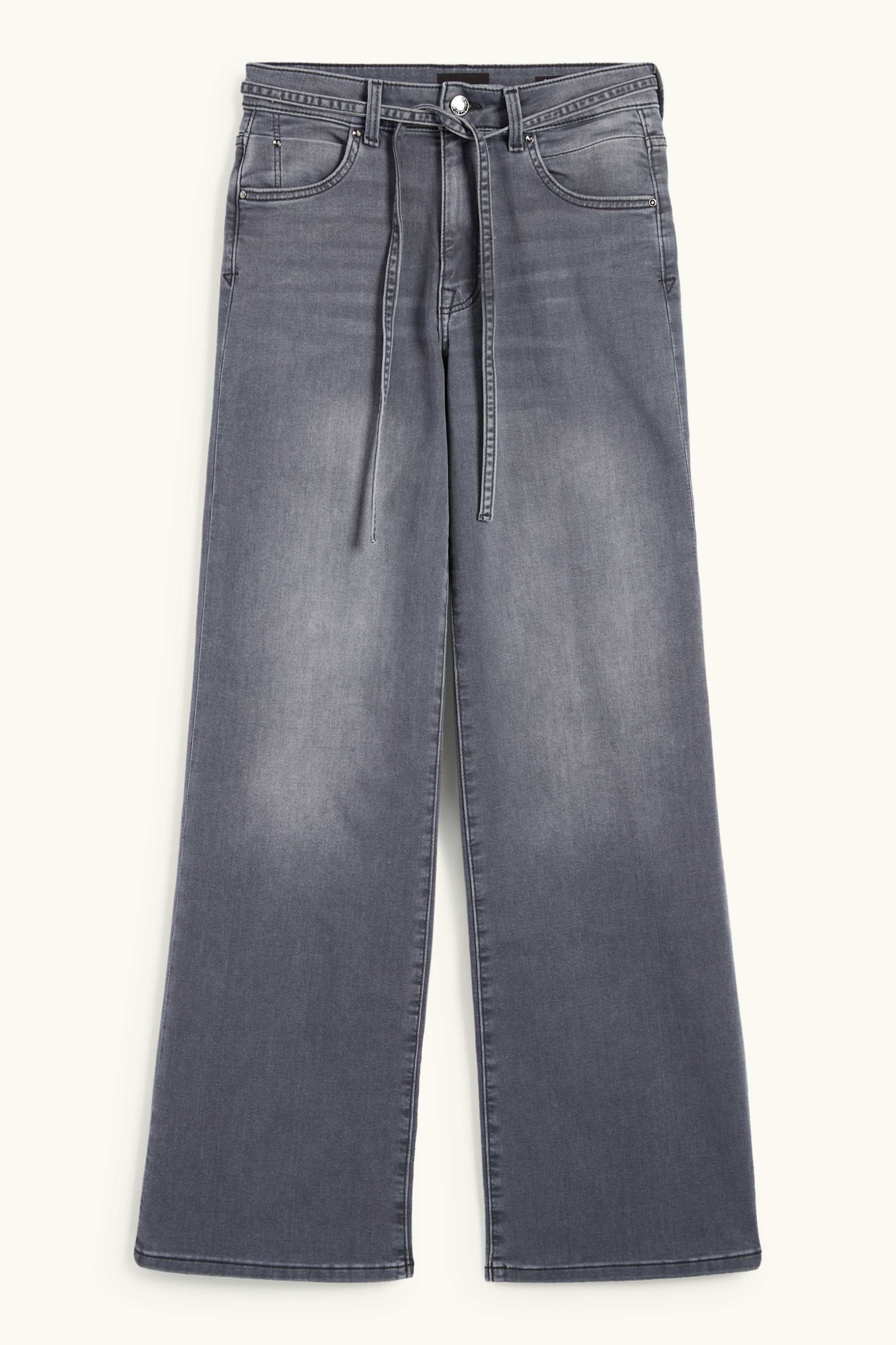 Wide leg jeans - mid-rise waist denim-gray (1)