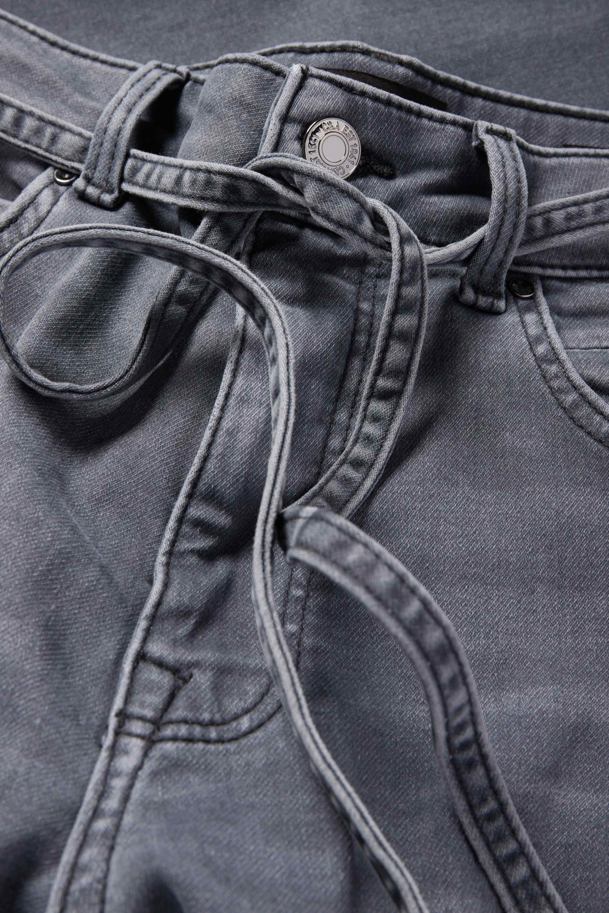 Wide leg jeans - mid-rise waist denim-gray (1)