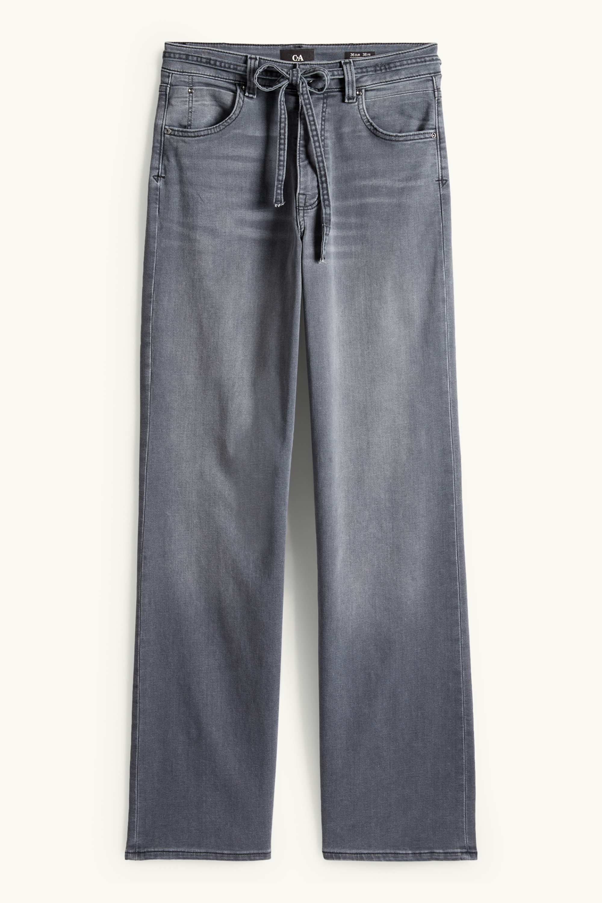 Wide leg jeans - mid-rise waist denim-gray (2)