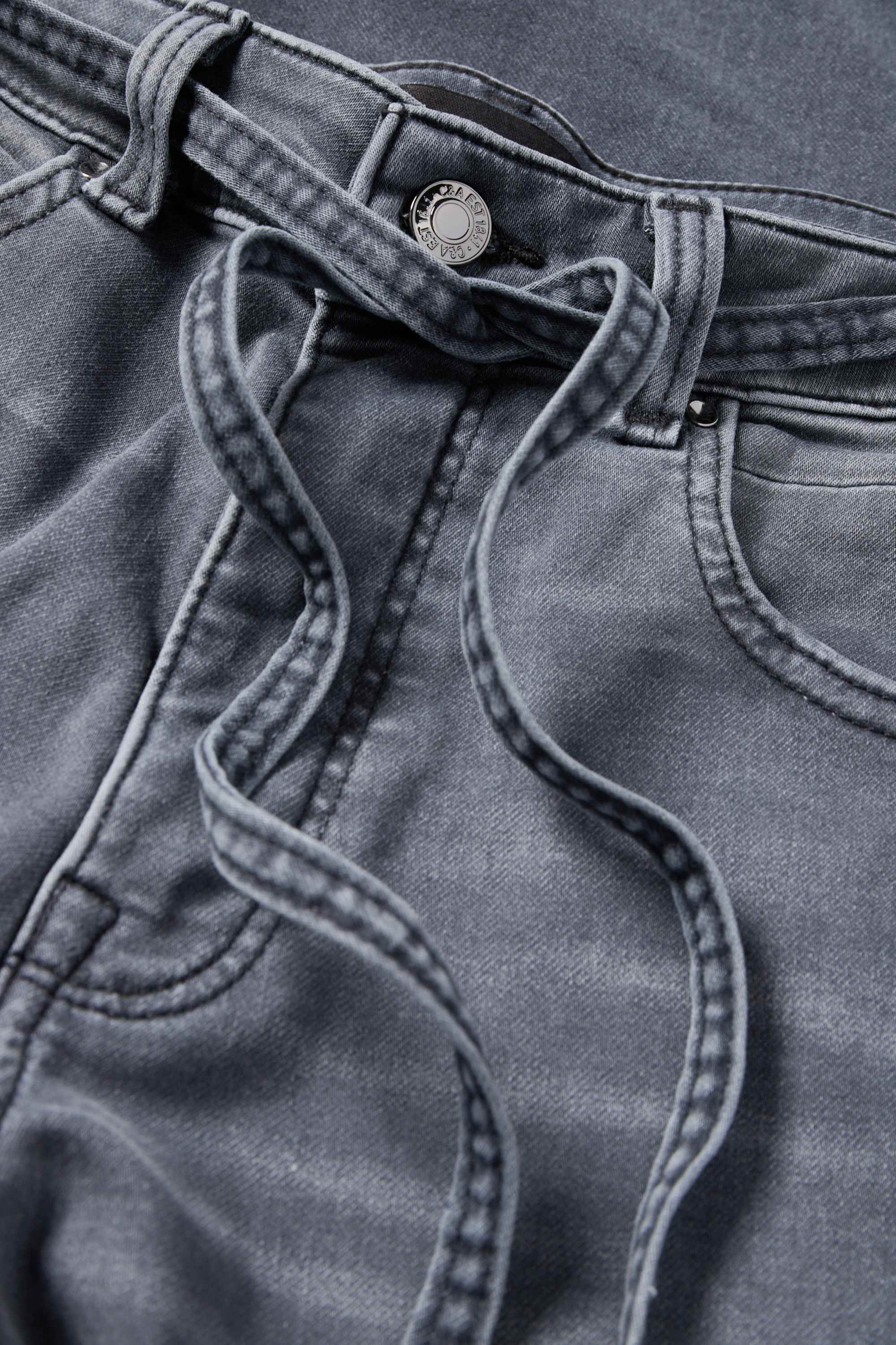 Wide leg jeans - mid-rise waist denim-gray (2)