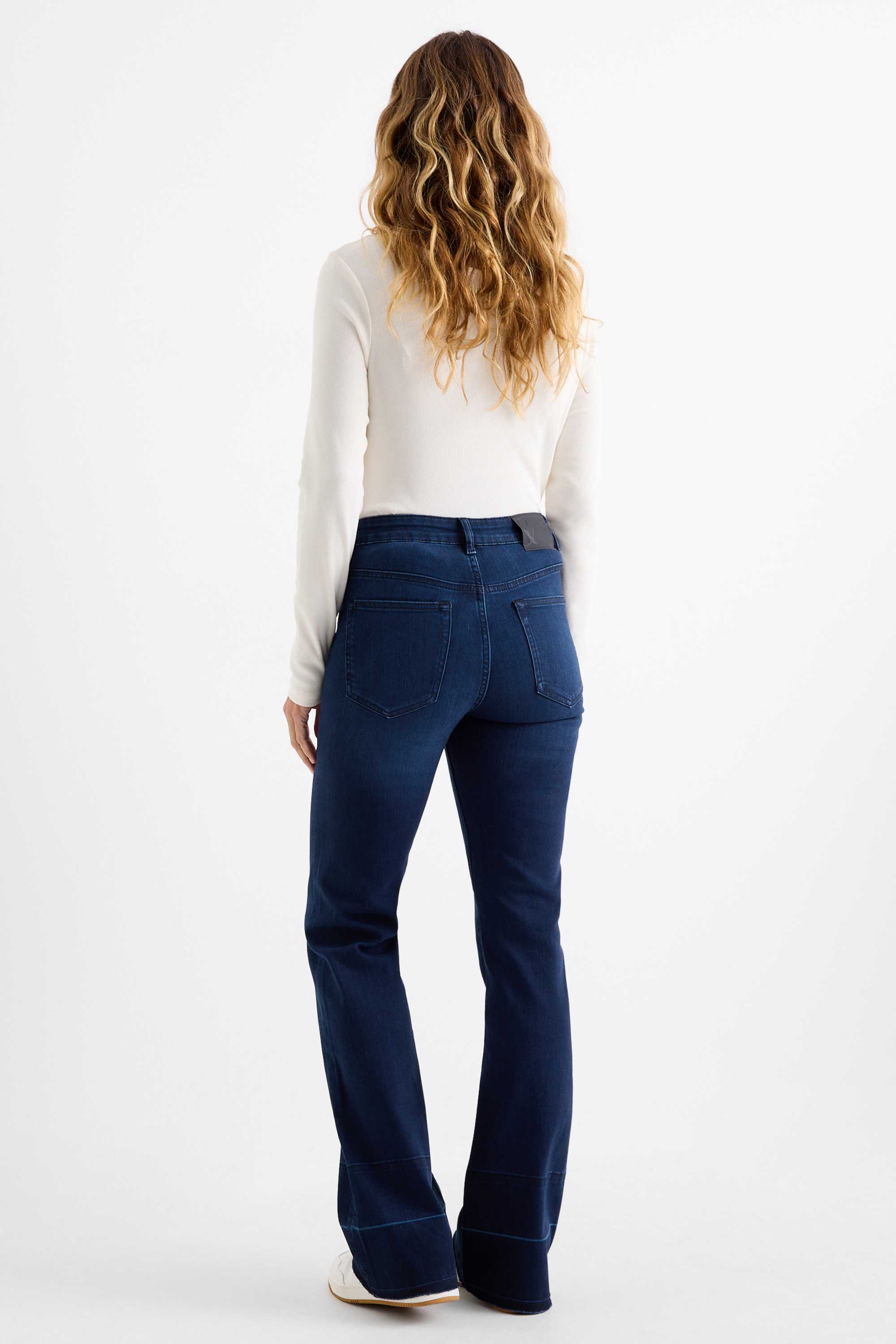 Flared jeans - mid-rise waist denim-dark blue