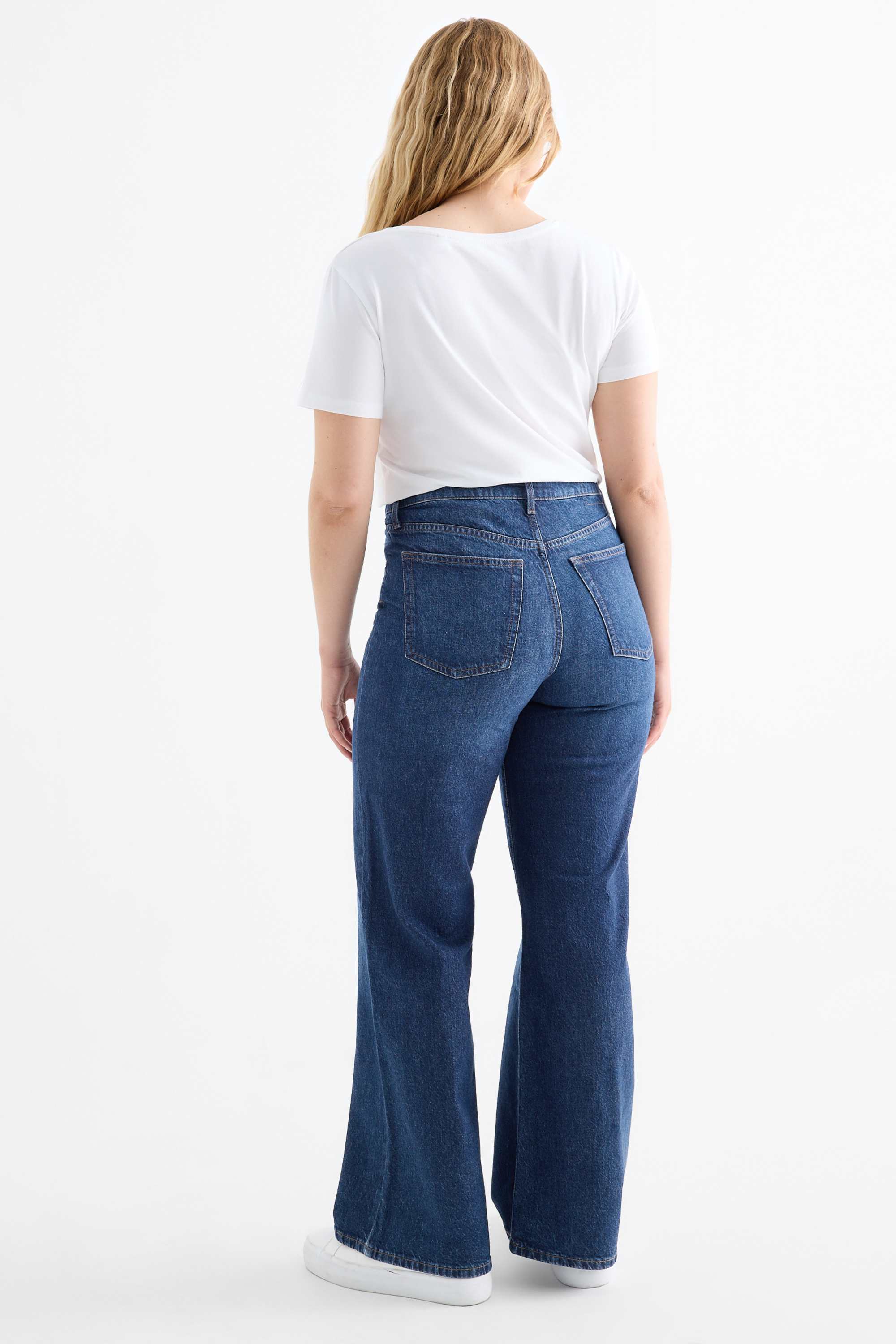 Wide leg jeans - high waist blue denim (2)