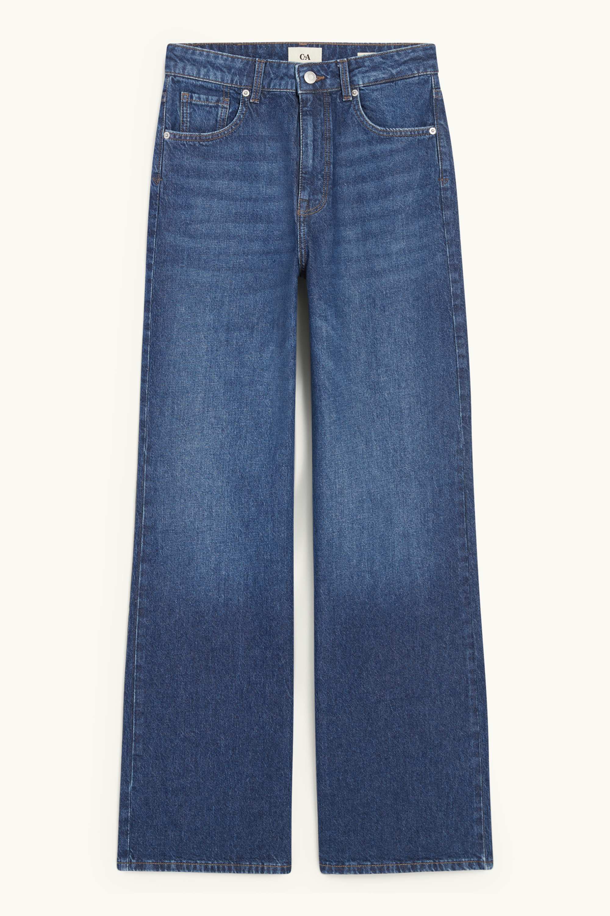 Wide leg jeans - high waist blue denim (2)