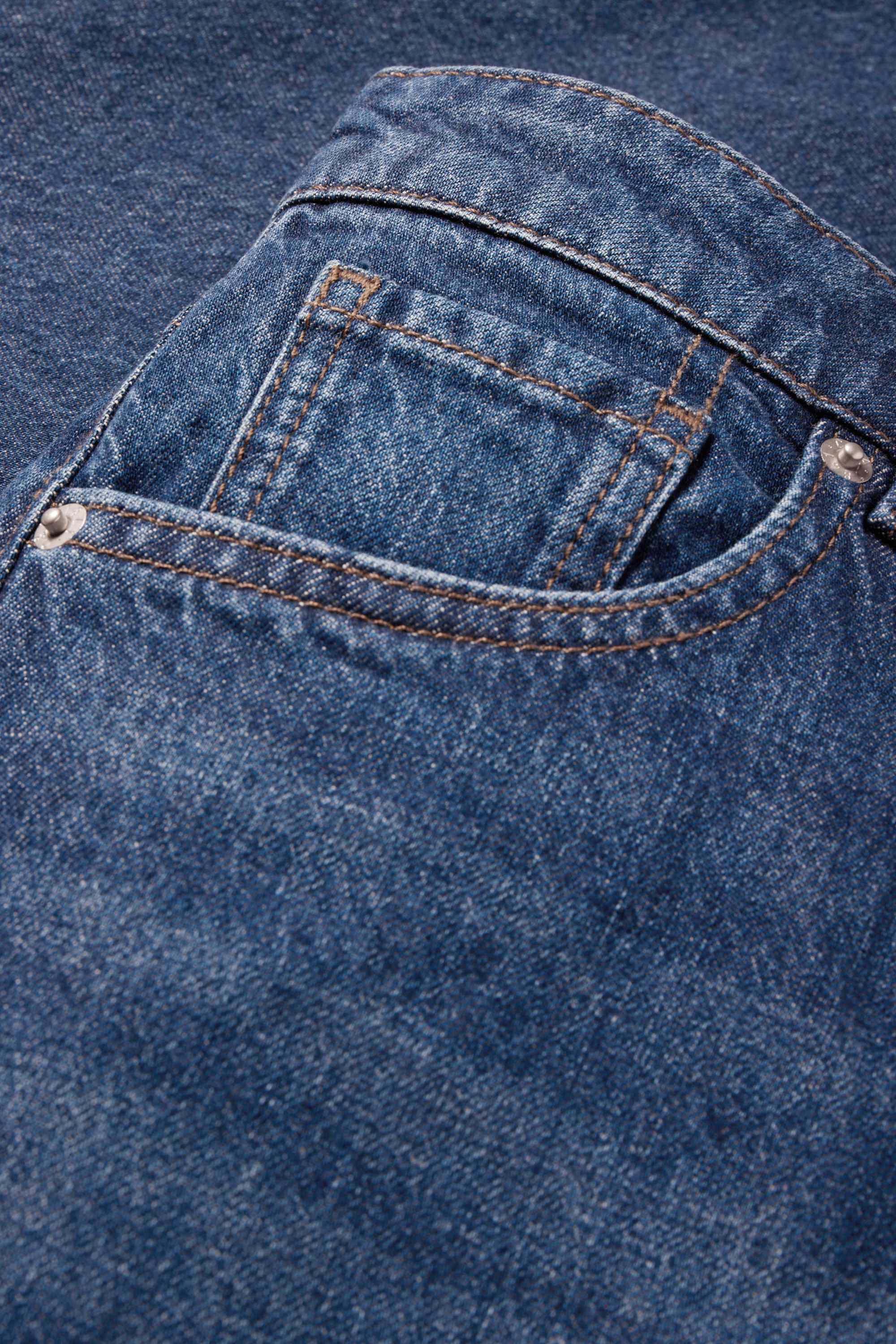 Wide leg jeans - high waist blue denim (2)