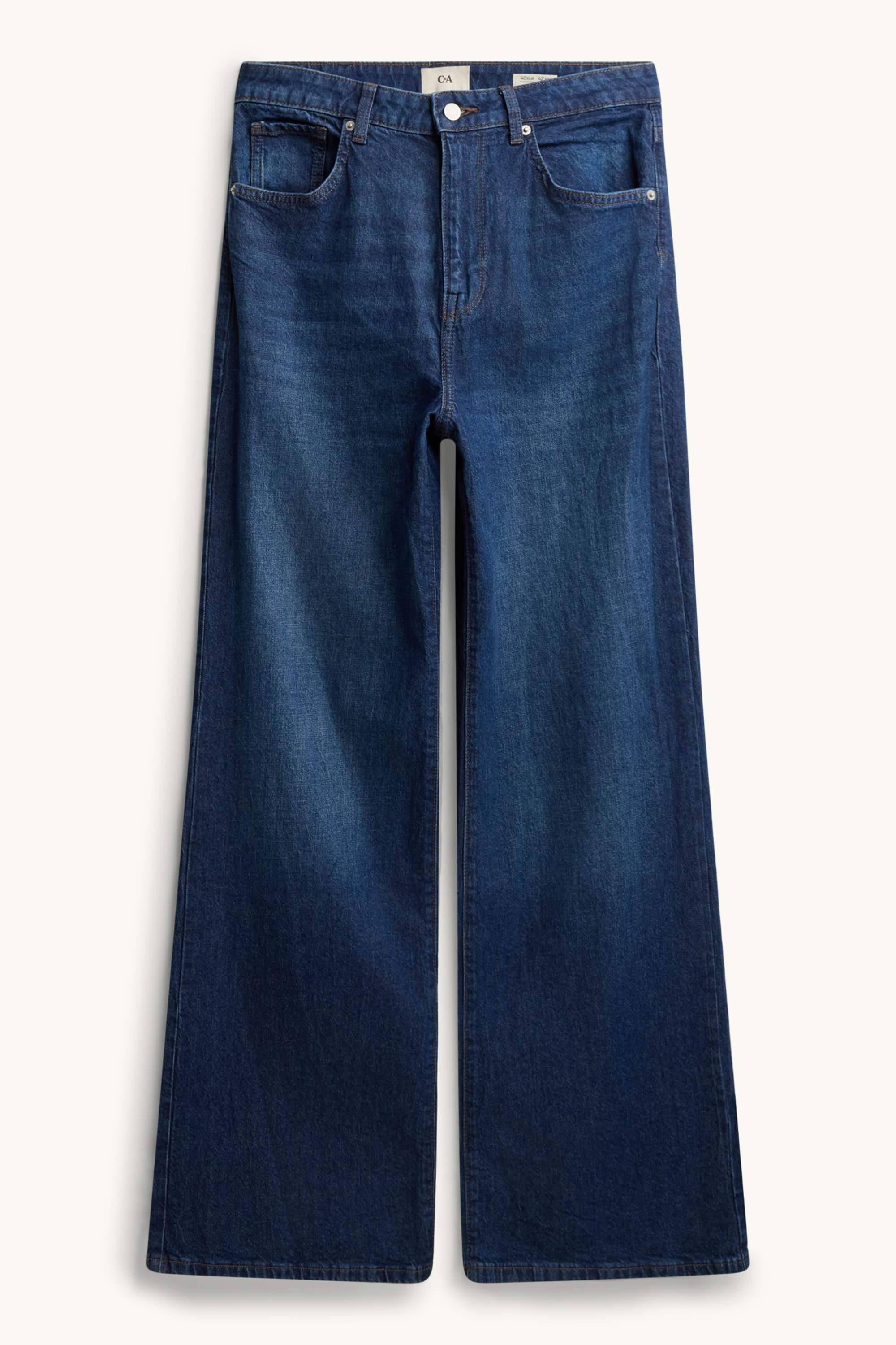 Wide leg jeans - high waist blue denim (3)