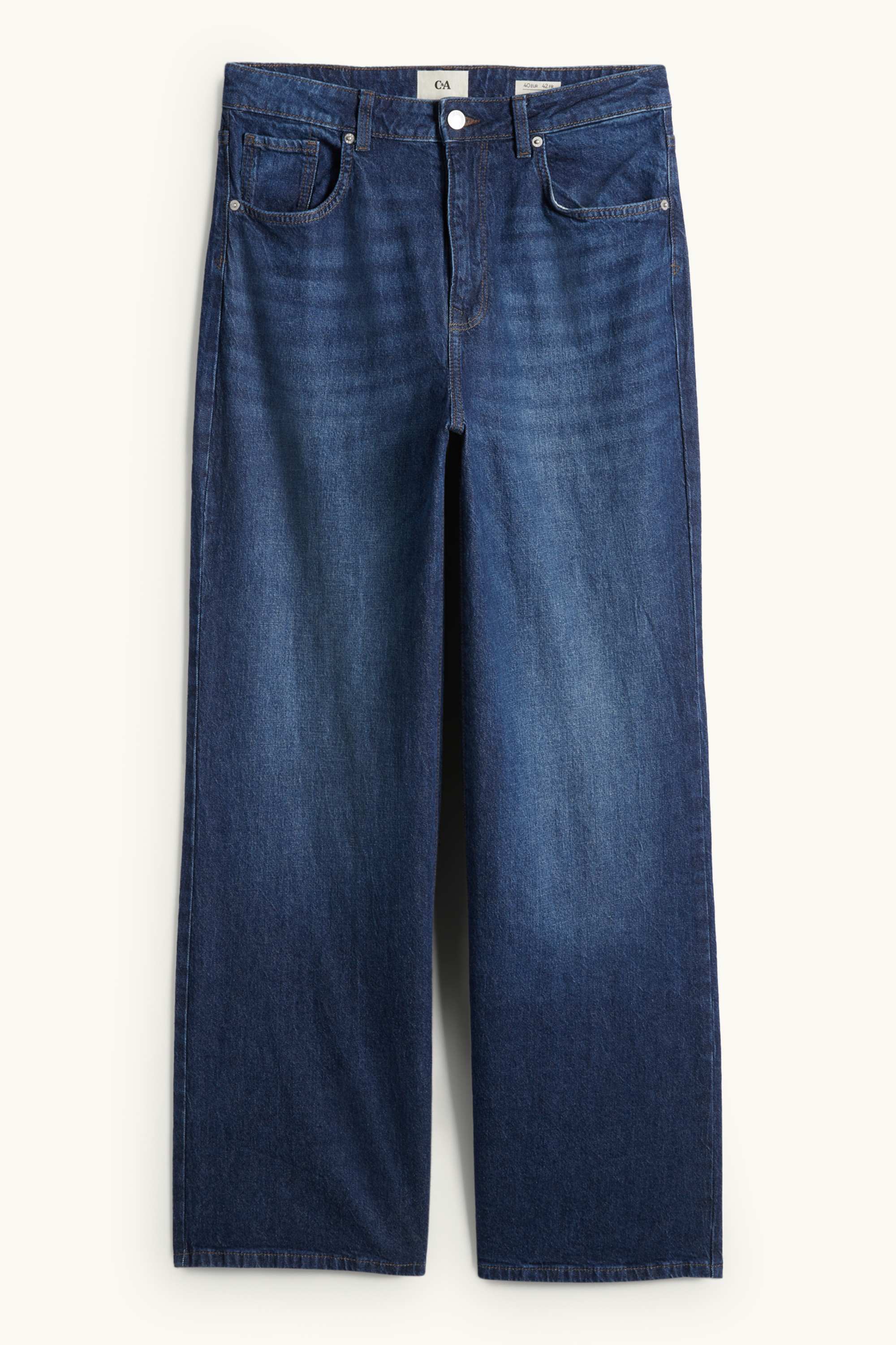 Wide leg jeans - high waist blue denim (3)