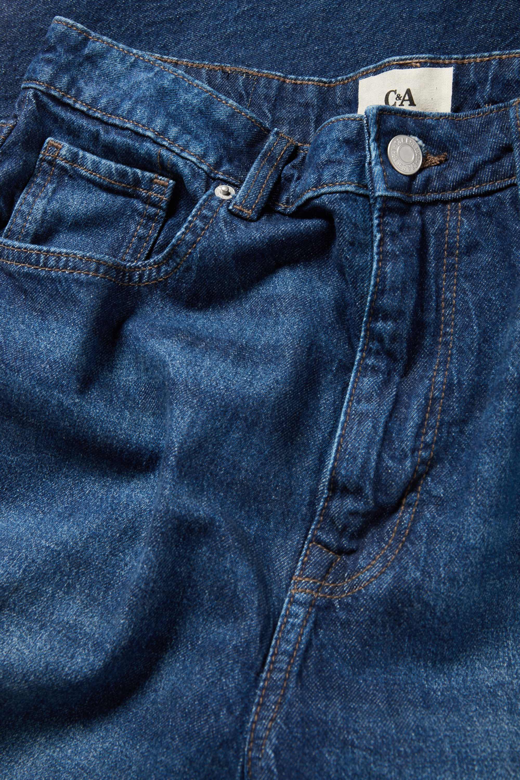 Wide leg jeans - high waist blue denim (3)
