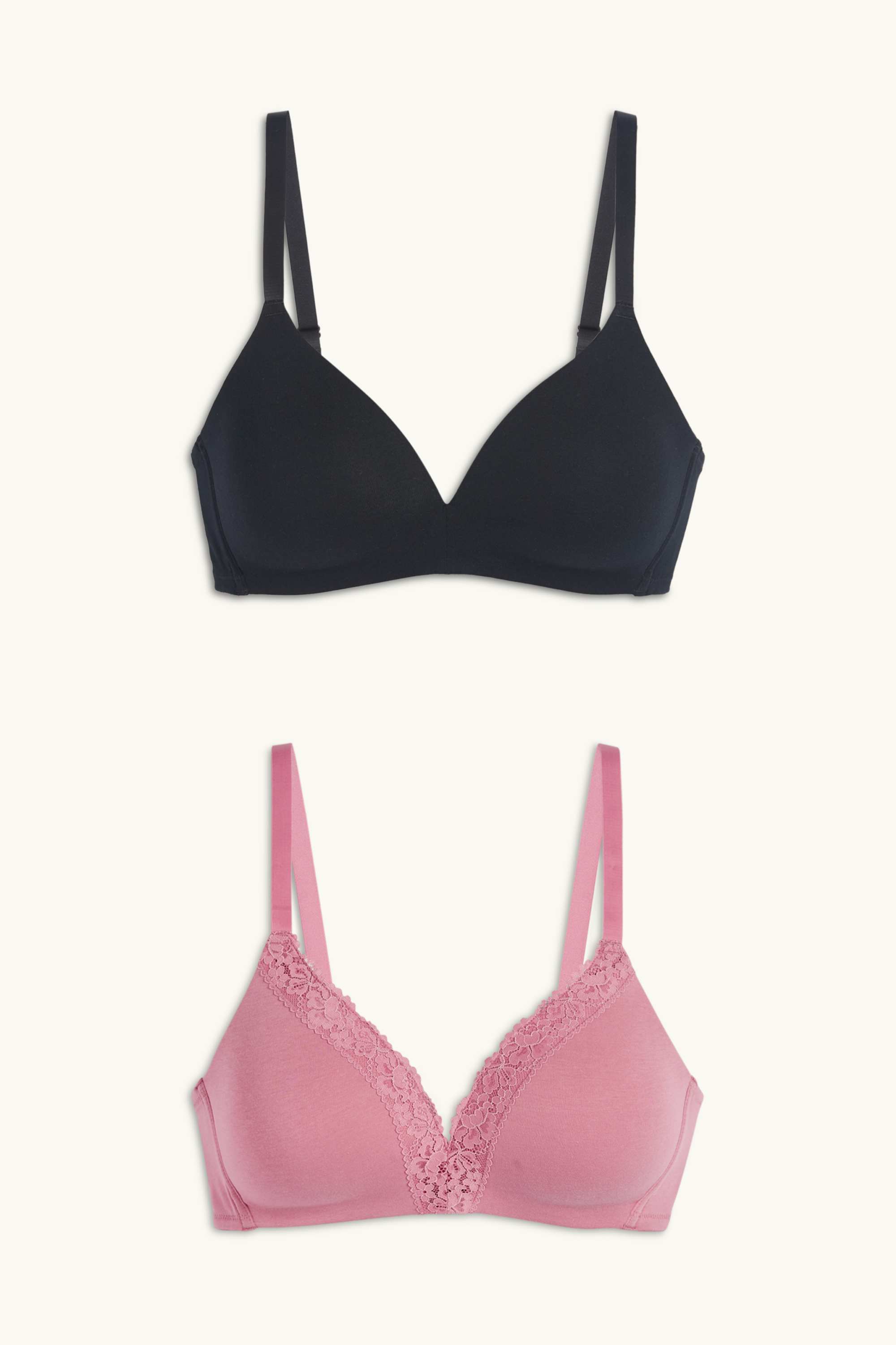 Multipack of 2 - non-wired bra black / rose