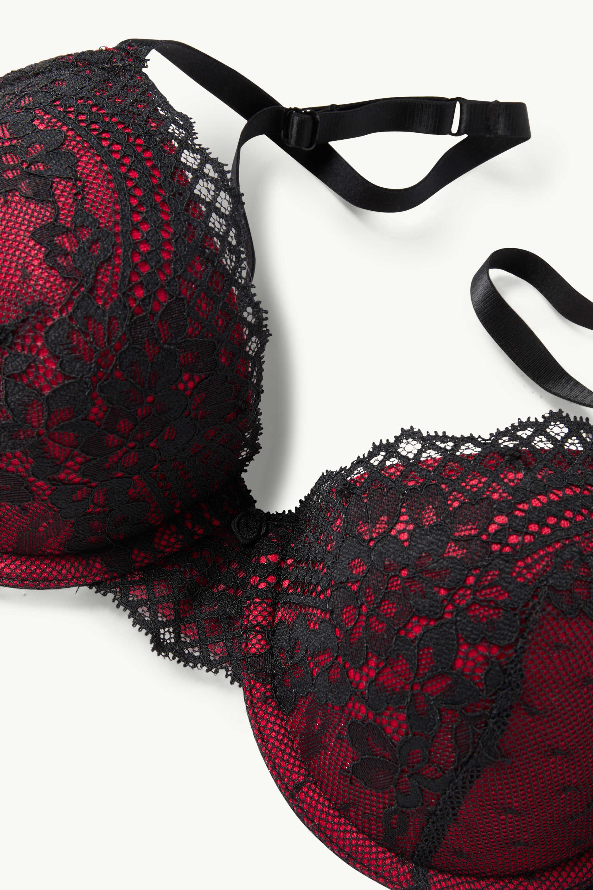 Underwire bra - DEMI - padded bordeaux / black