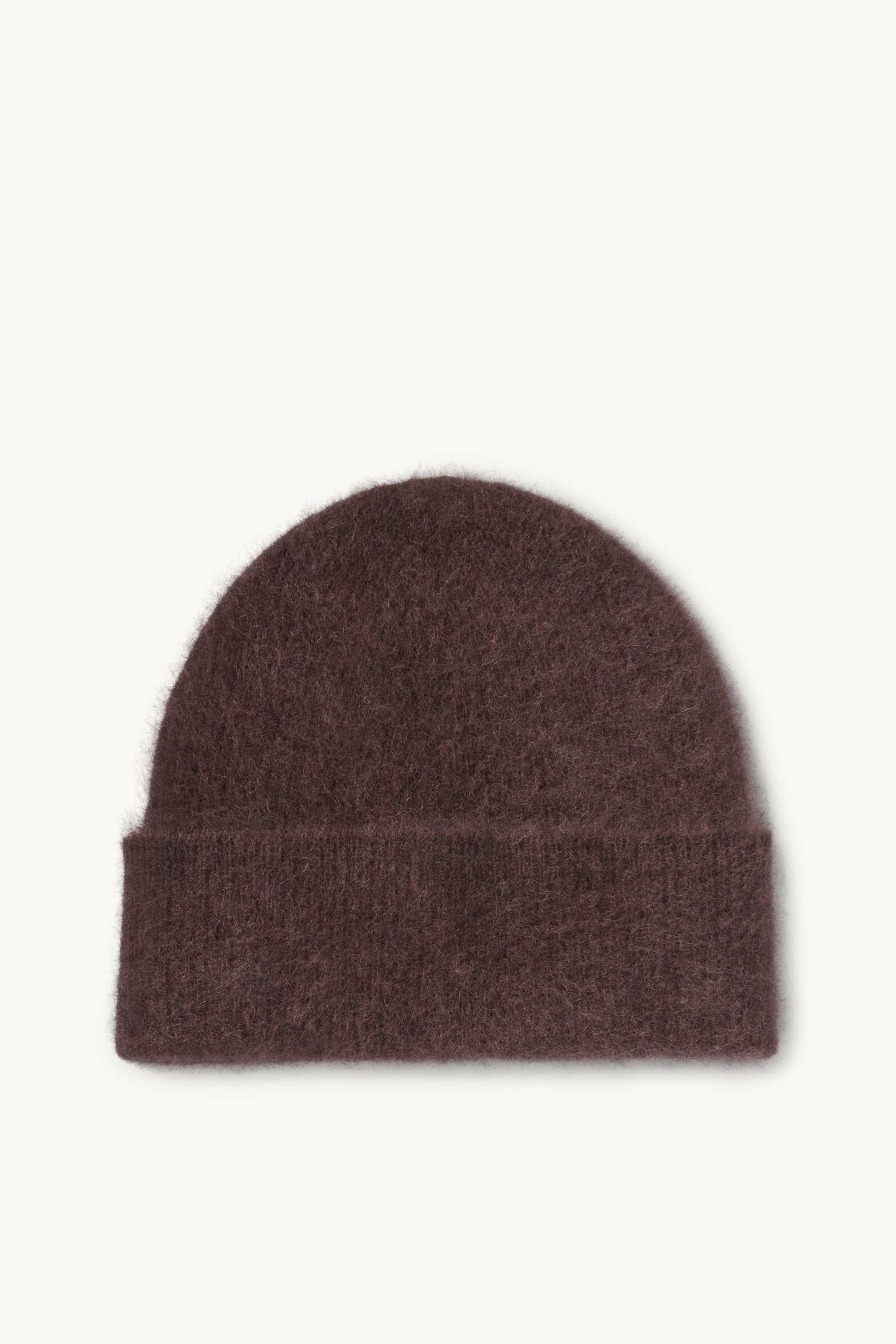 Cashmere hat - ribbed dark brown
