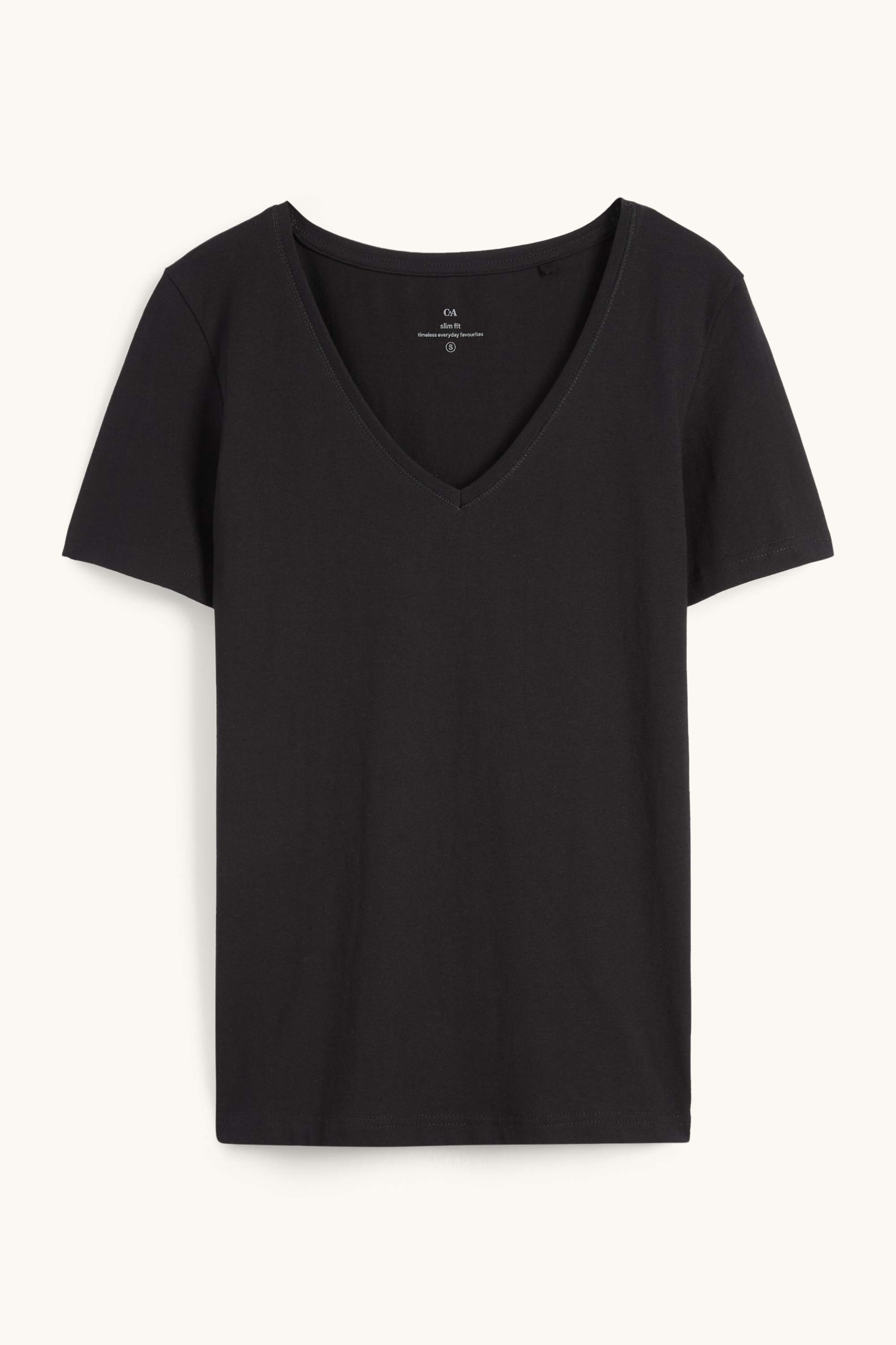 V-neck T-shirt - slim fit black