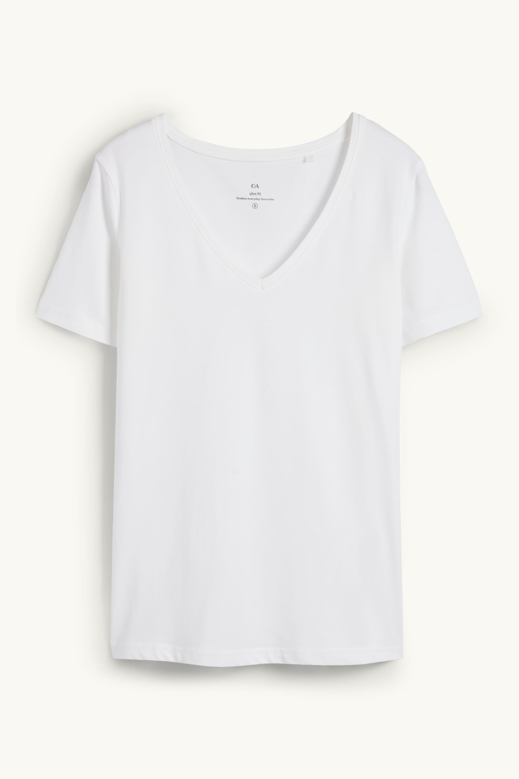 V-neck T-shirt - slim fit white
