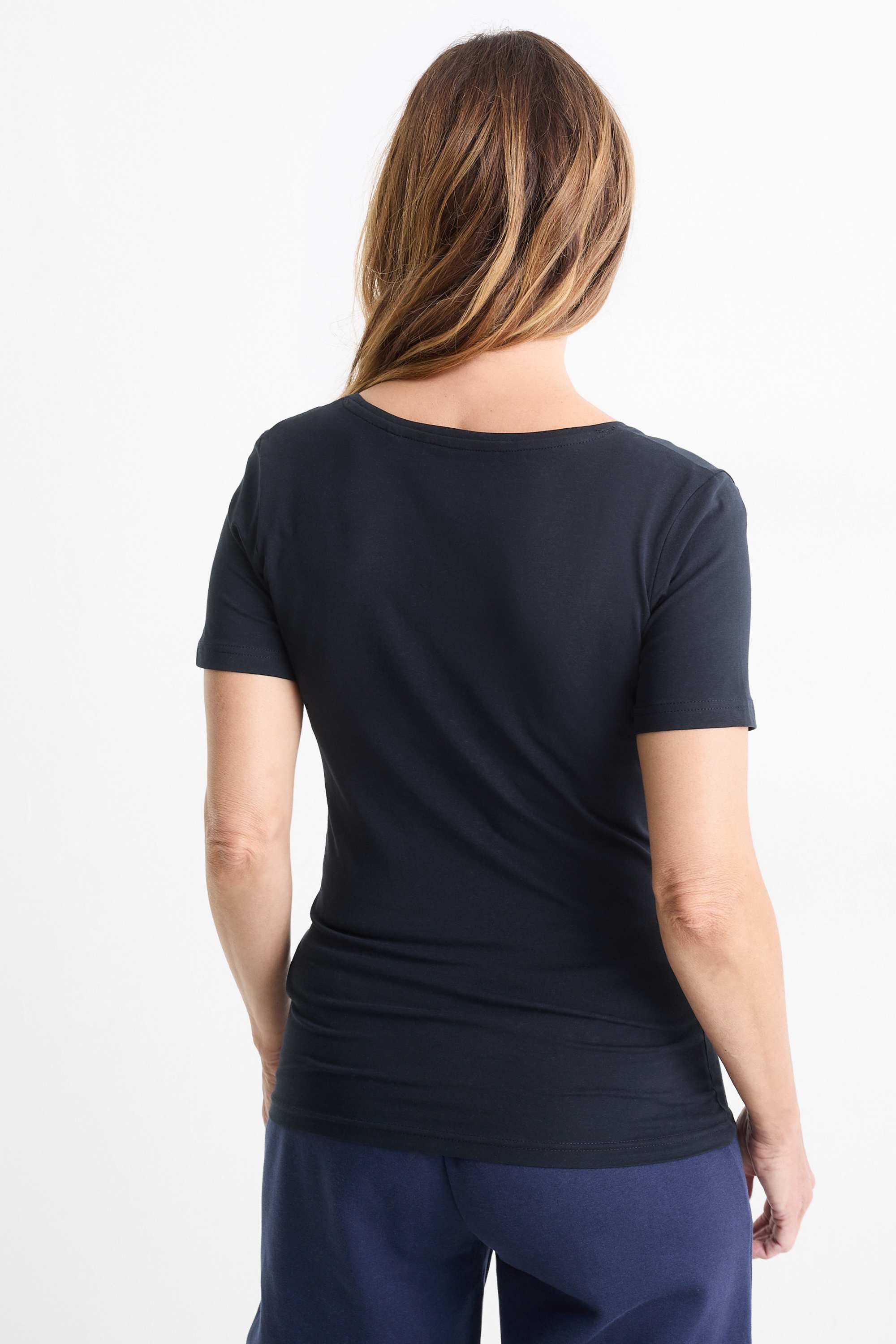 V-neck T-shirt - slim fit dark blue