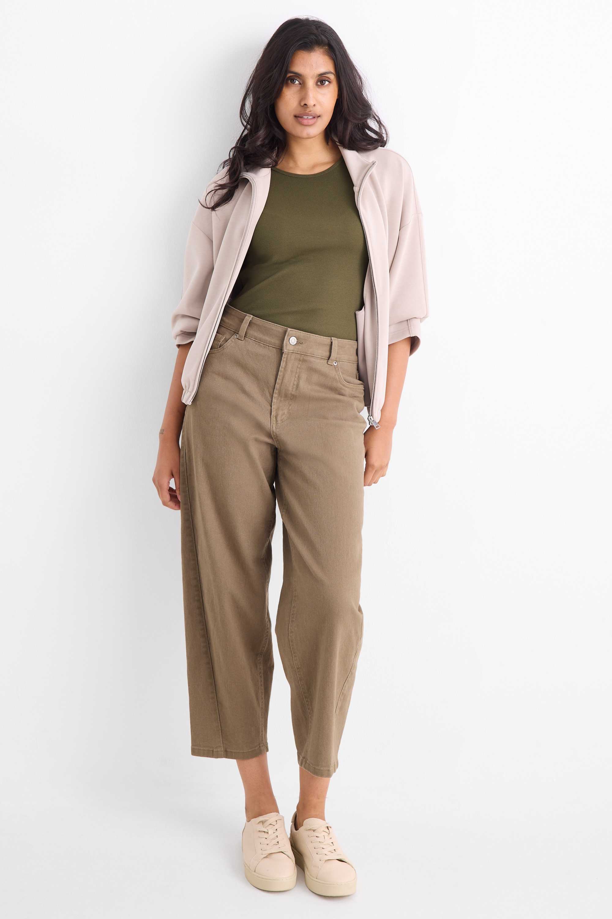 T-shirt - slim fit - ribbed khaki