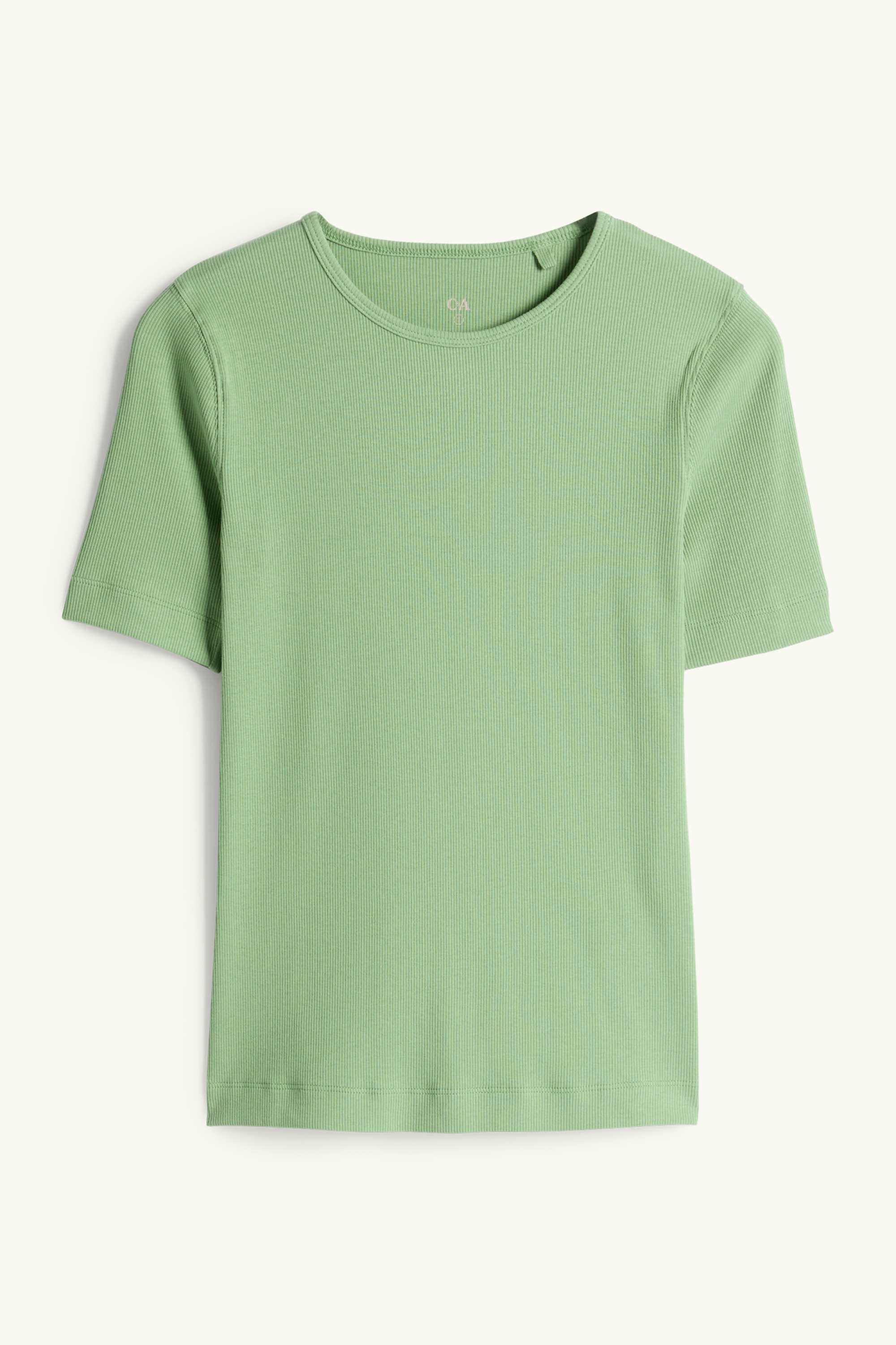 T-shirt - slim fit - ribbed green