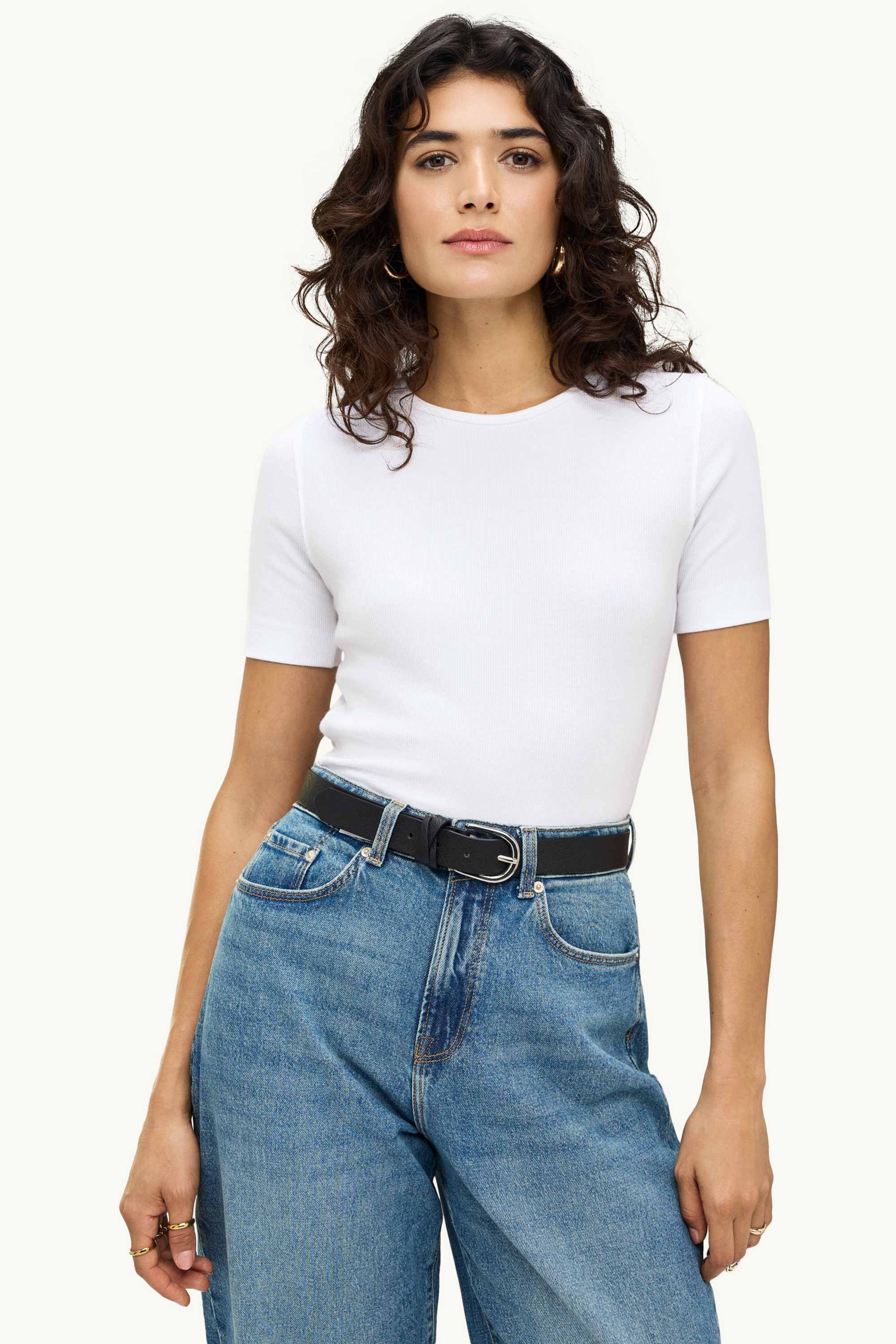 T-shirt - slim fit - ribbed white