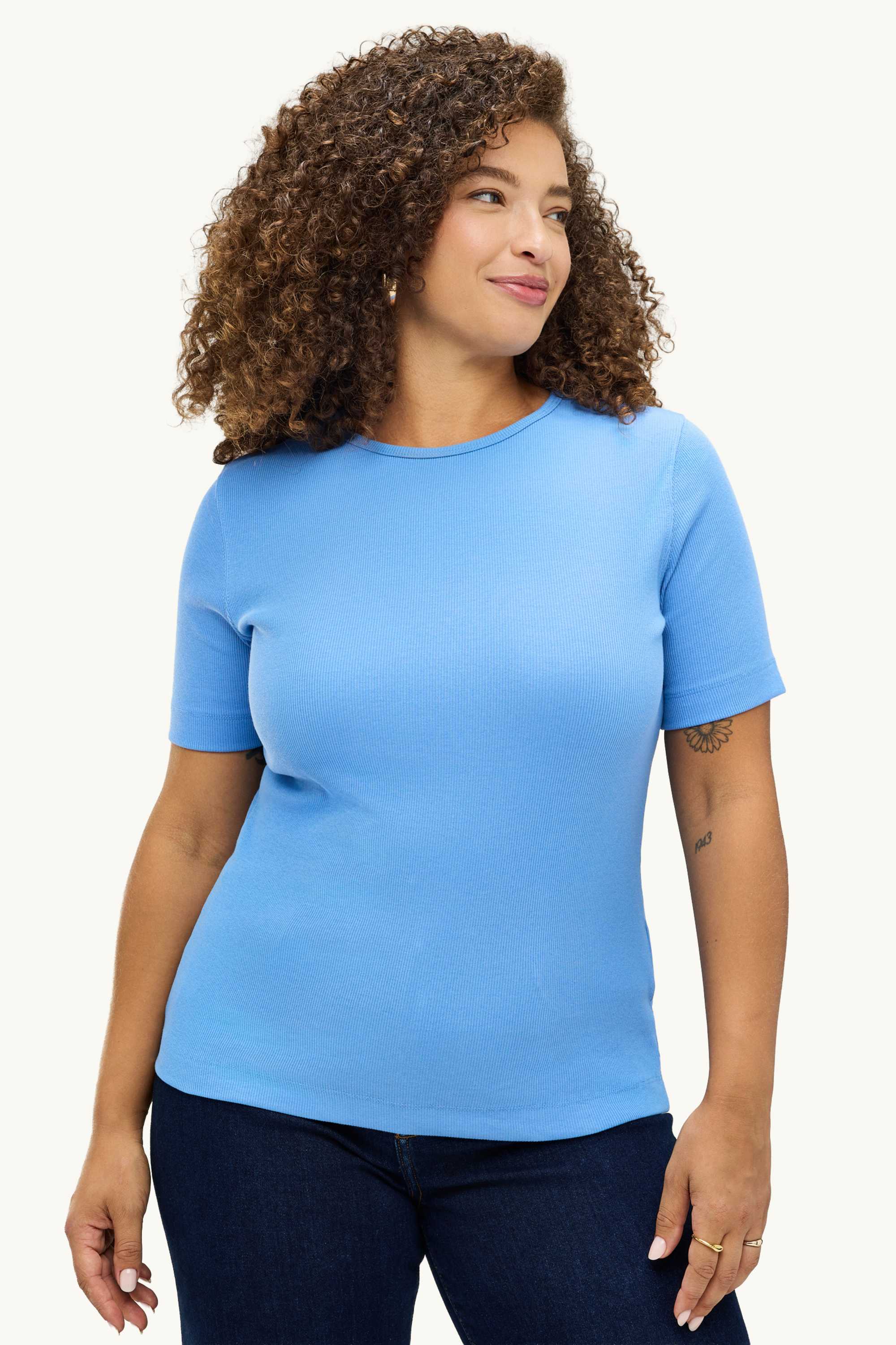 T-shirt - slim fit - ribbed blue
