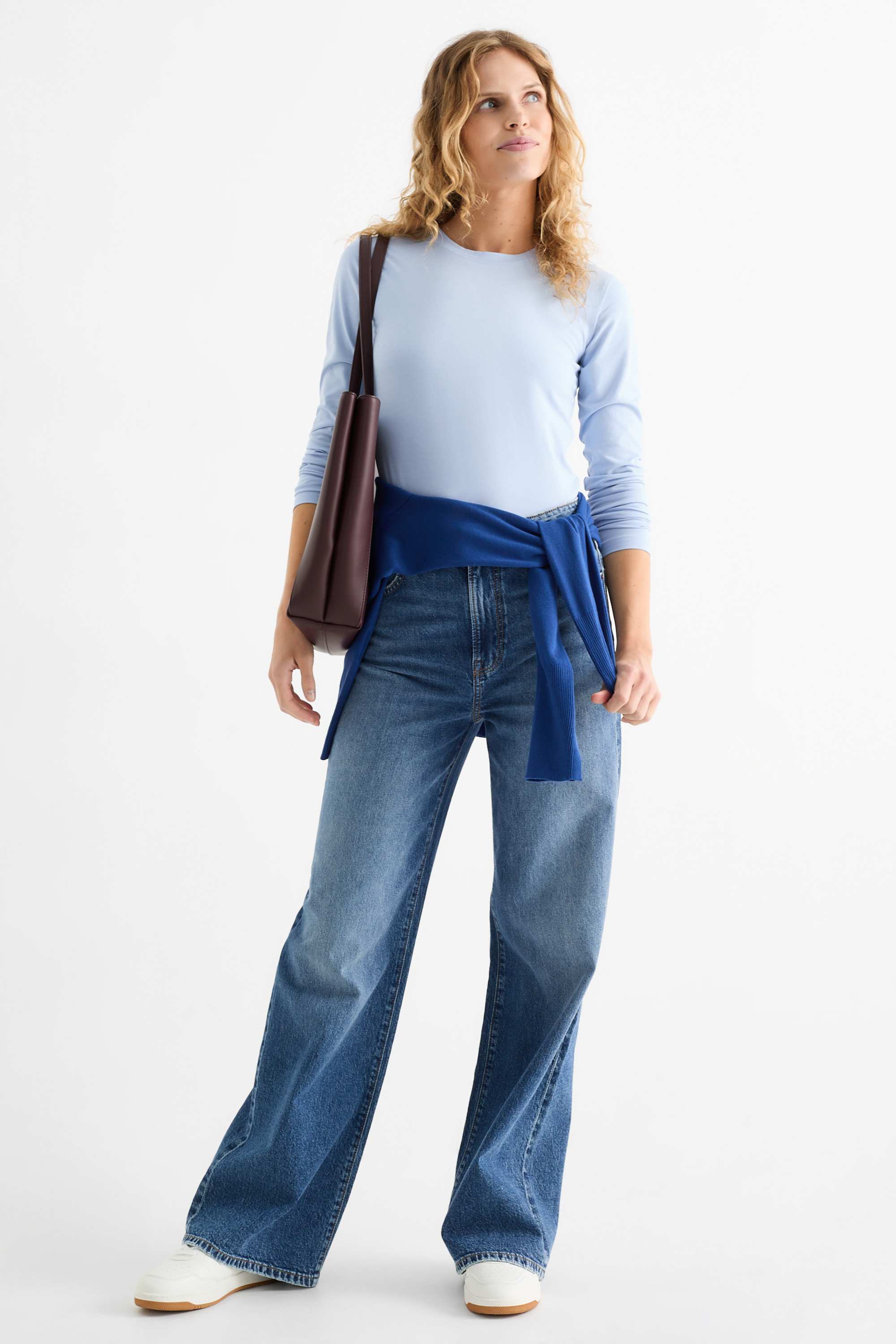 Long sleeve top - slim fit light blue (11)