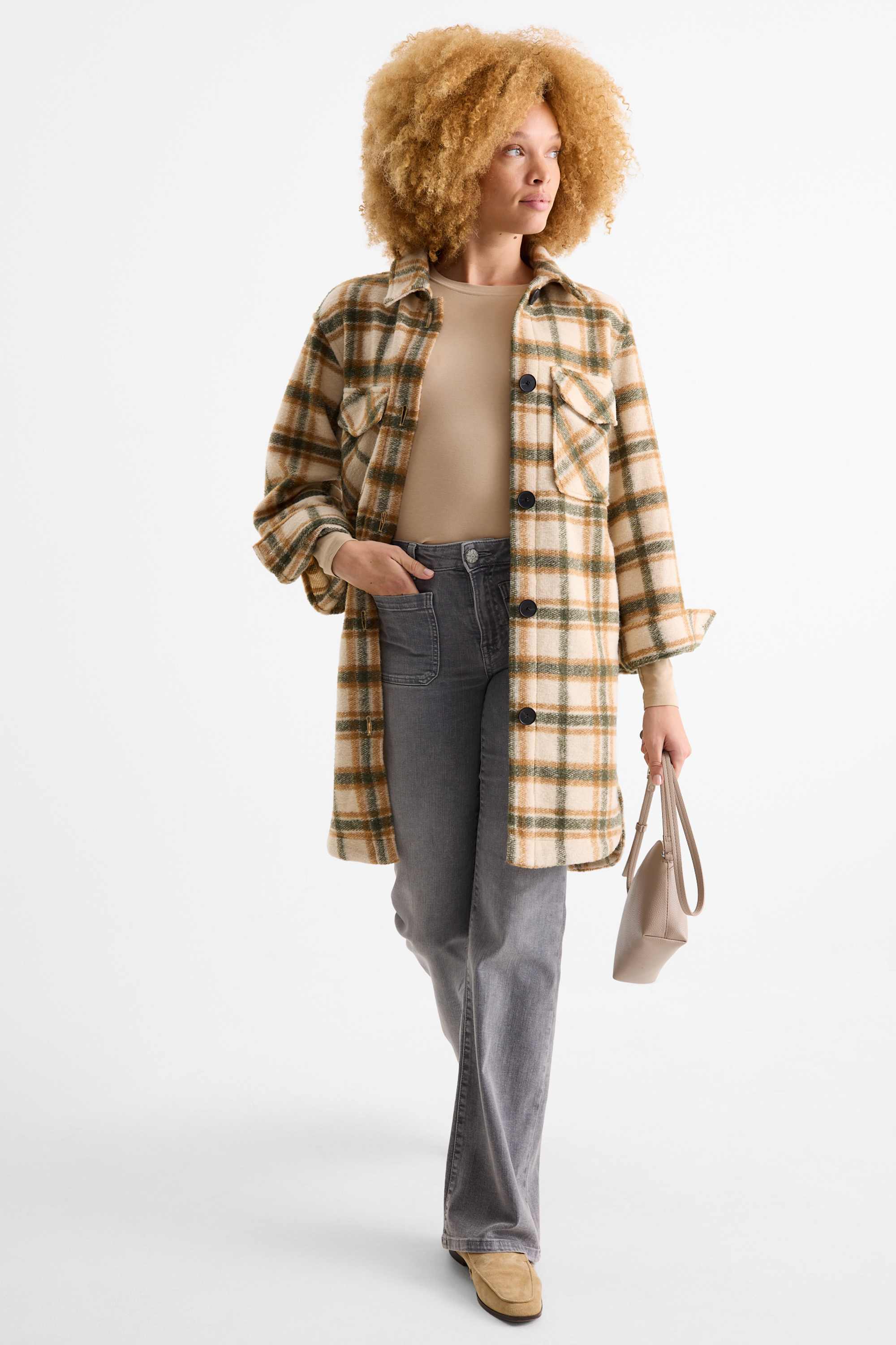 Long sleeve top - slim fit light beige