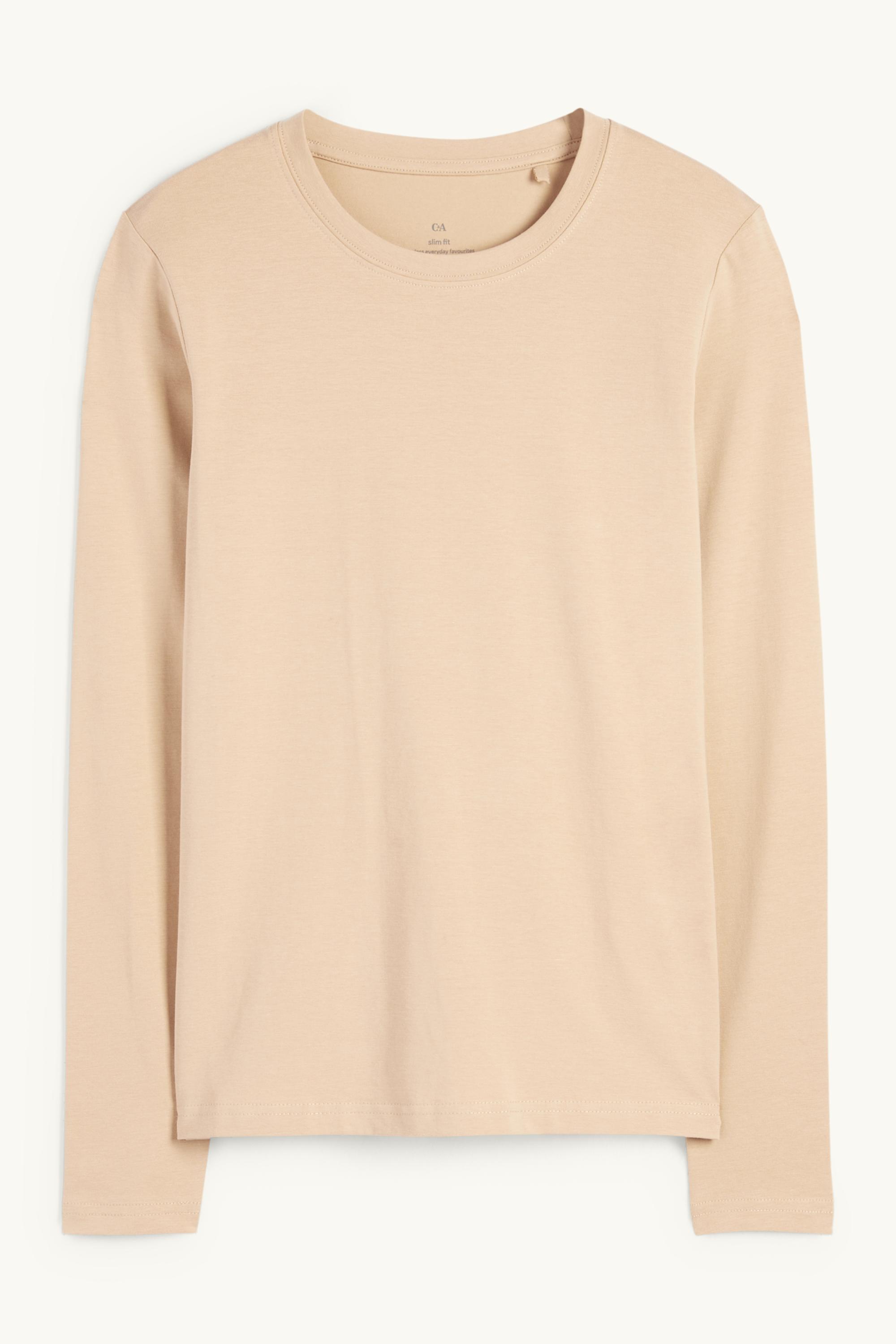 Long sleeve top - slim fit light beige