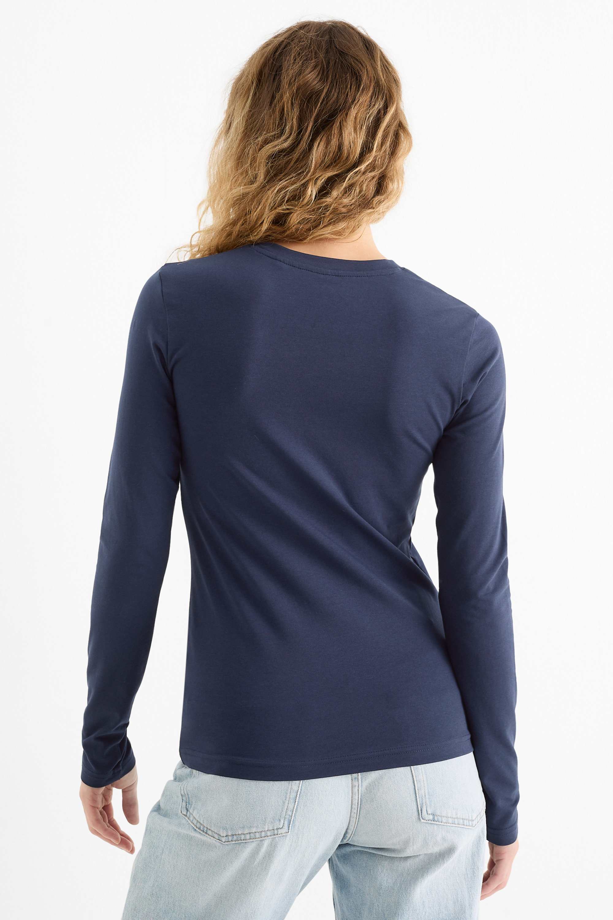 Long sleeve top - slim fit dark blue (7)