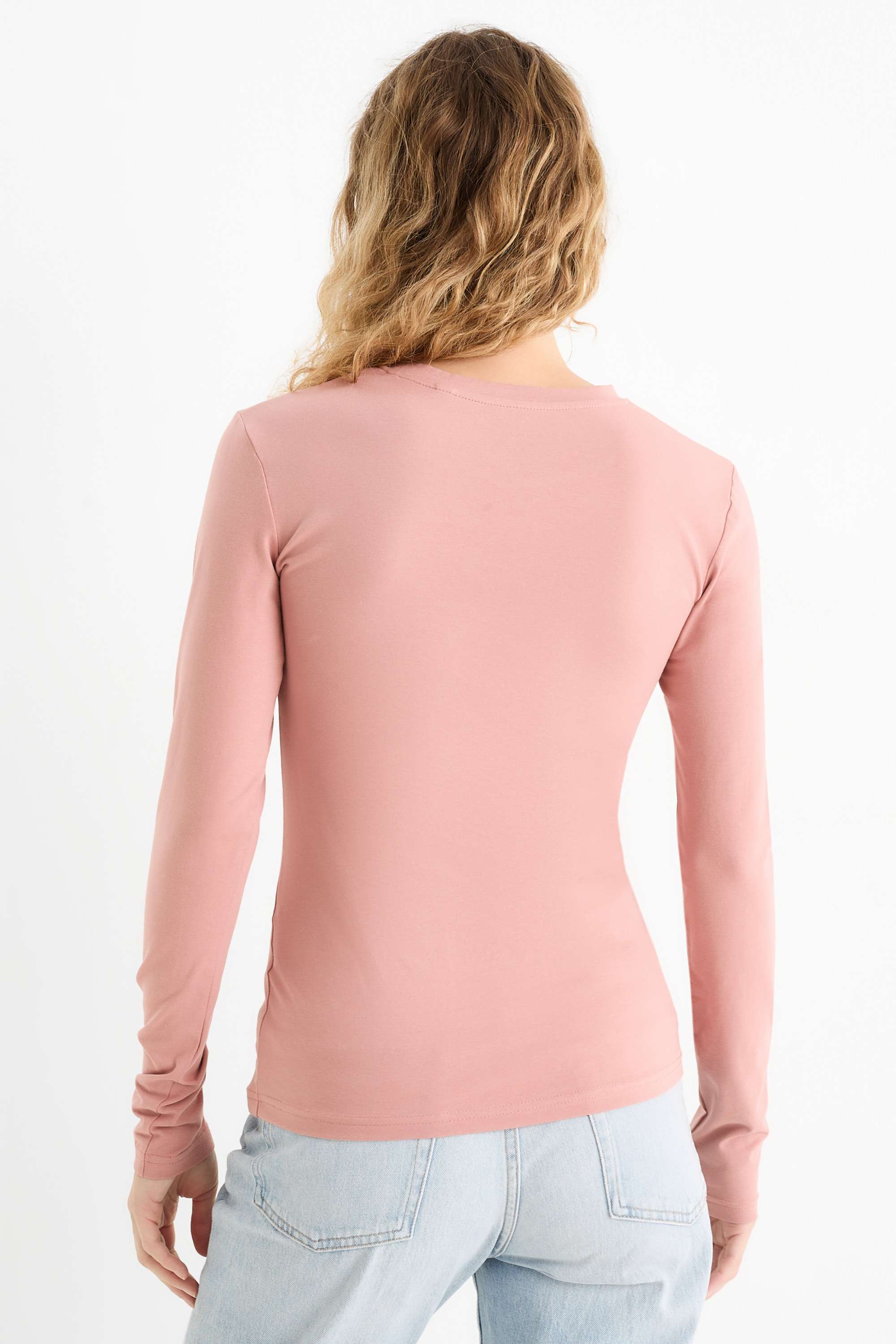 Long sleeve top - slim fit dark rose