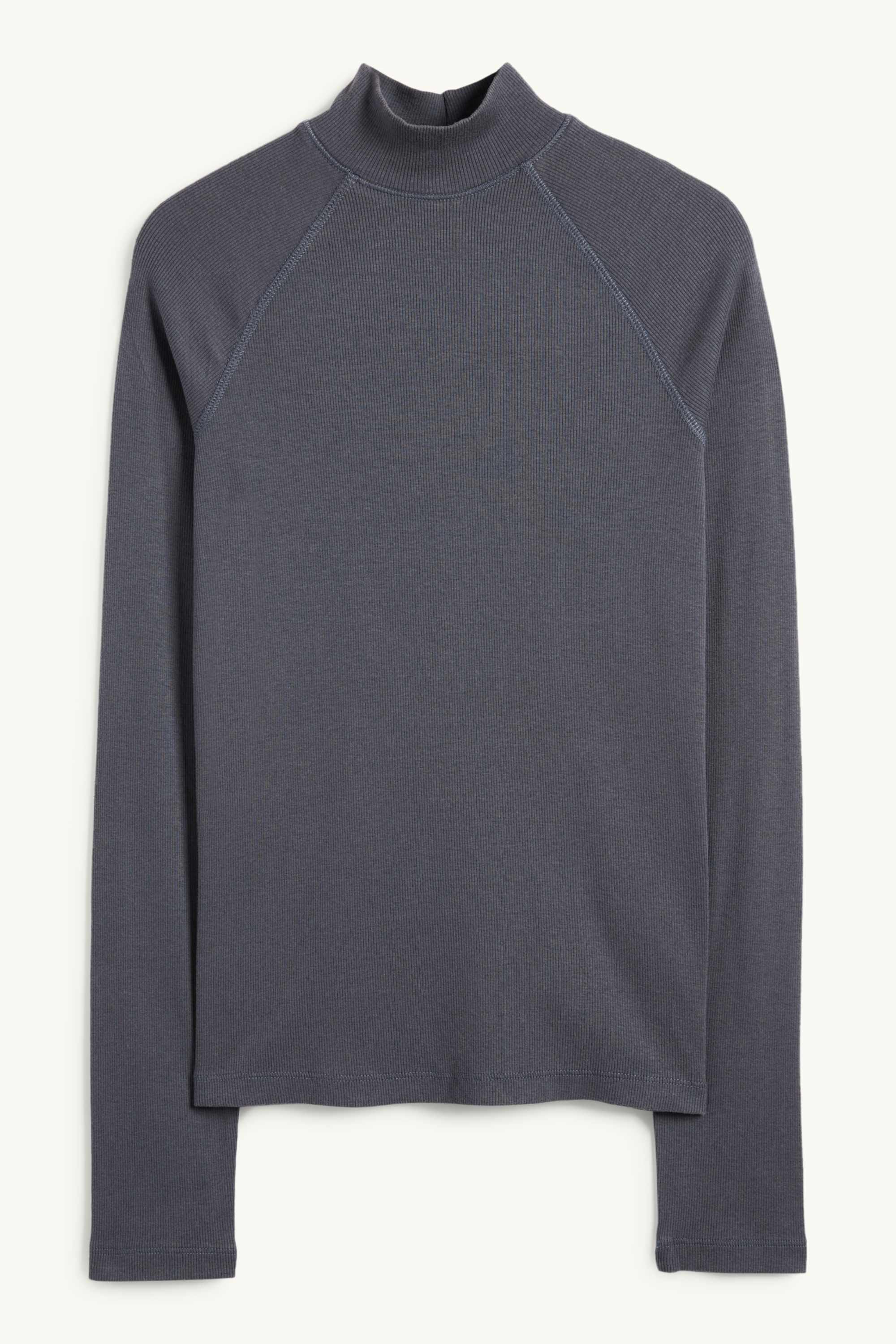 Long sleeve top - slim fit - ribbed dark gray