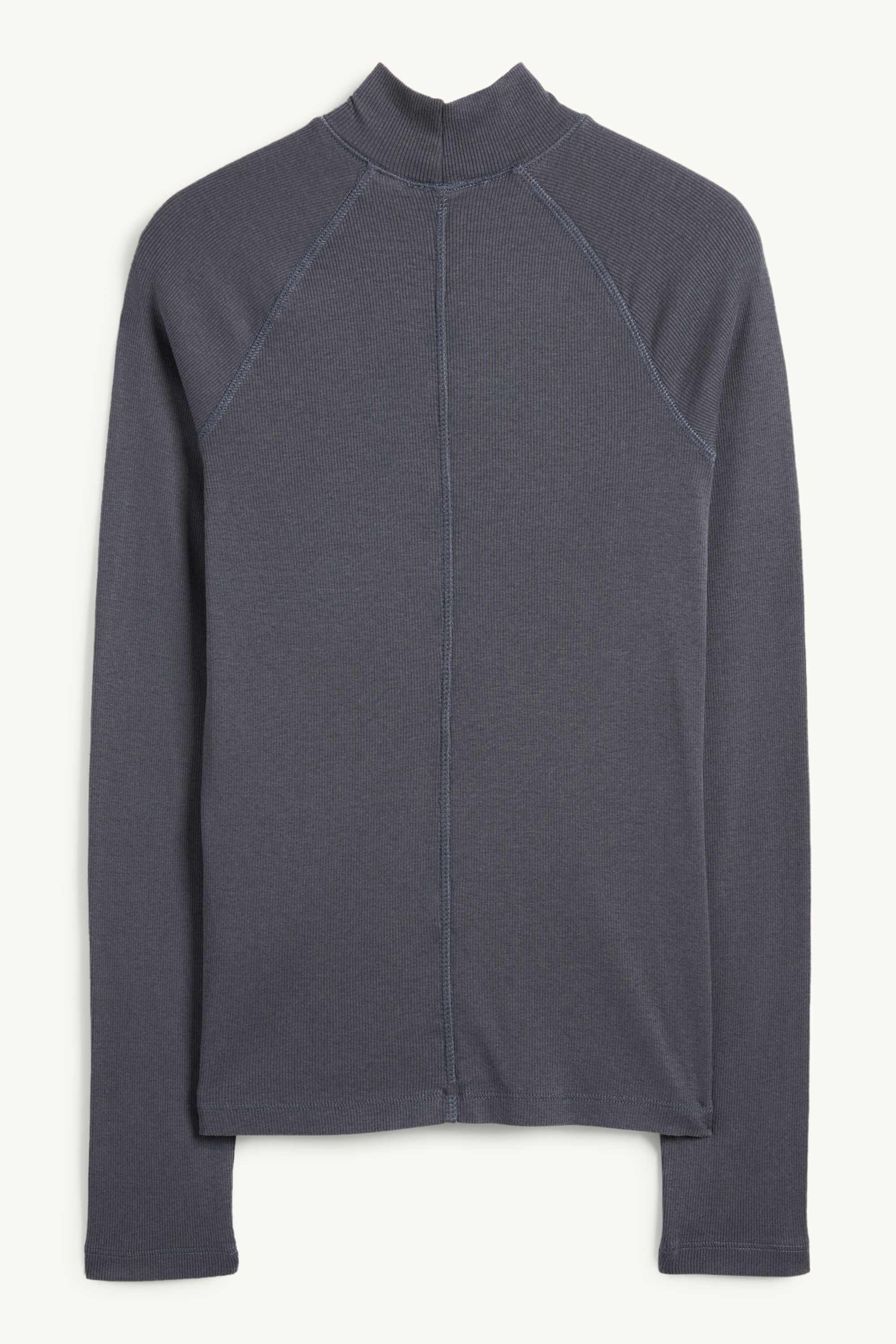 Long sleeve top - slim fit - ribbed dark gray