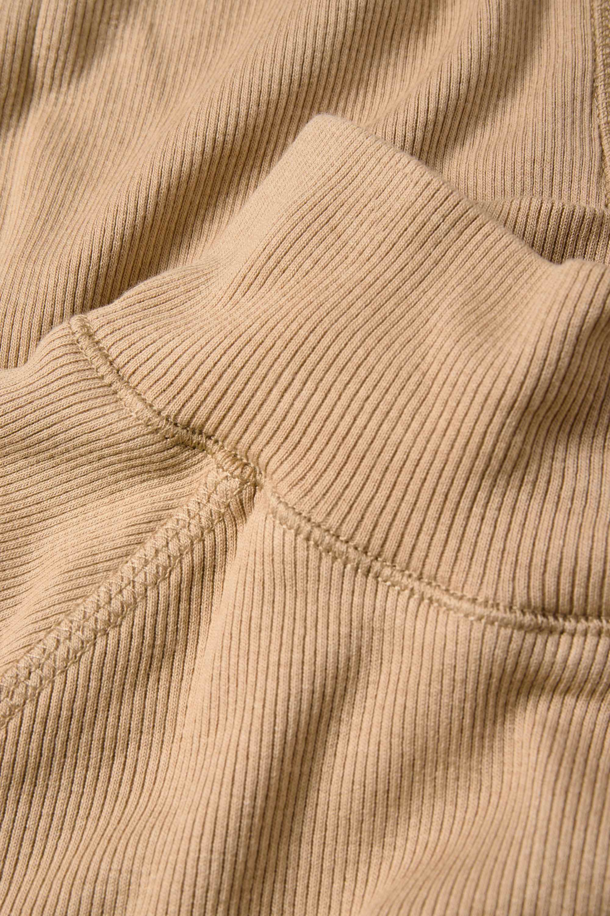Long sleeve top - slim fit - ribbed light beige