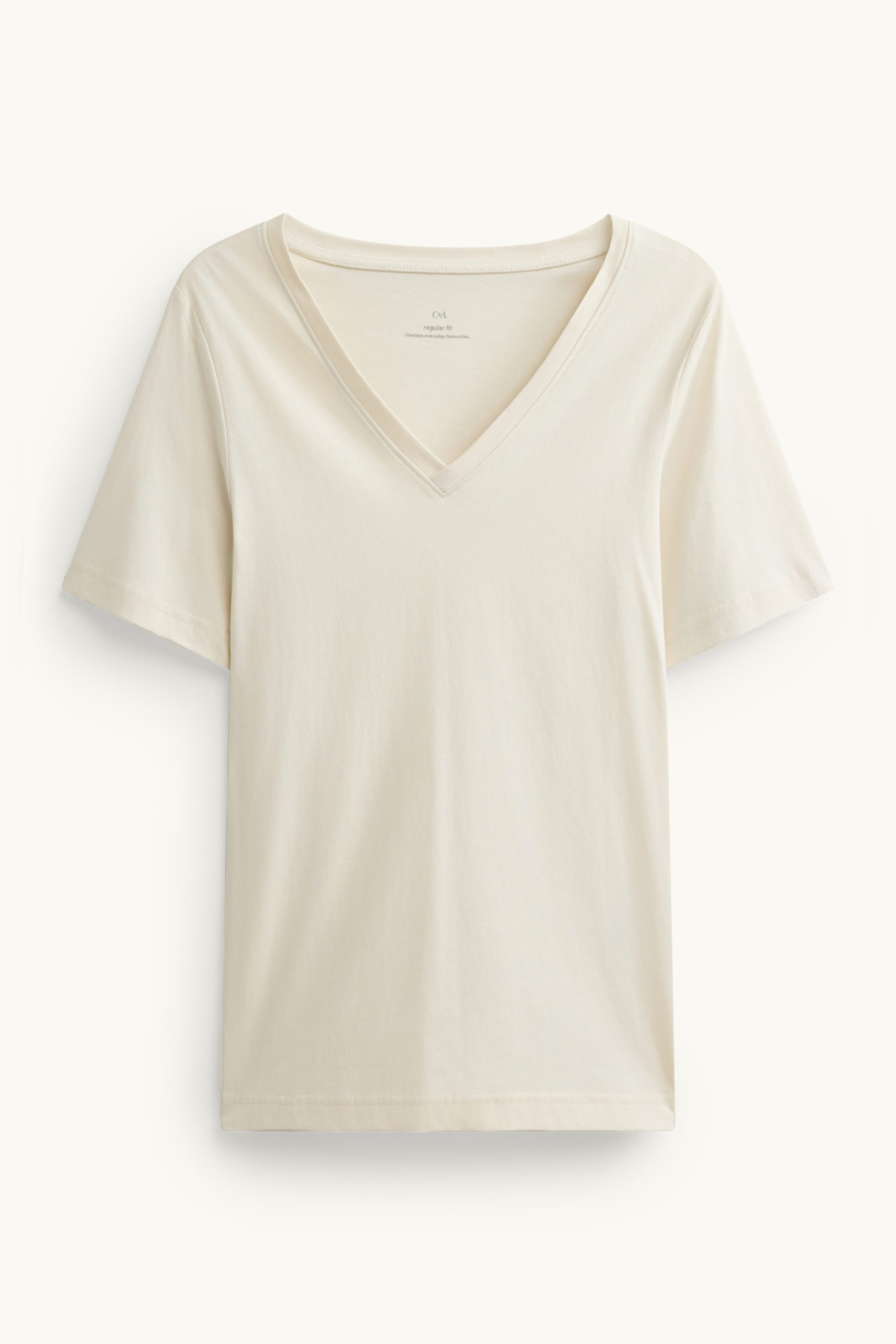 V-neck T-shirt - regular fit creme
