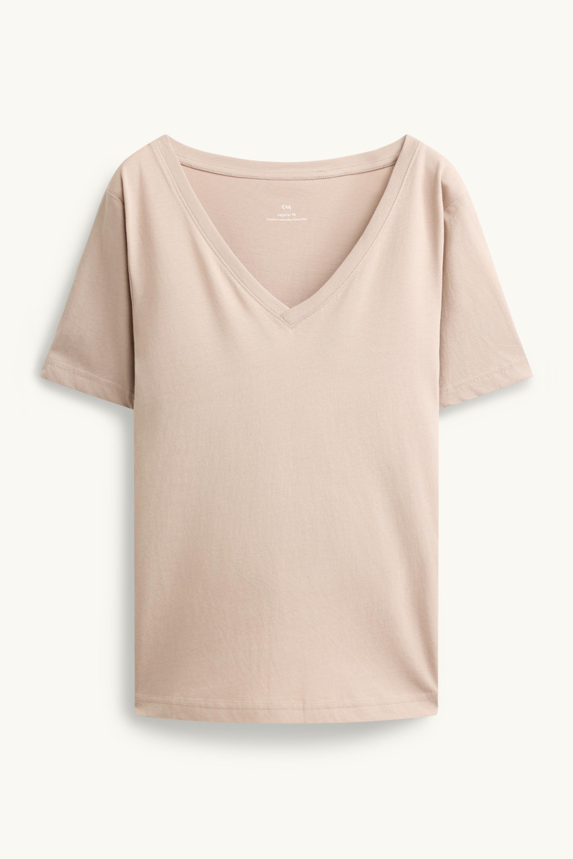 V-neck T-shirt - regular fit beige