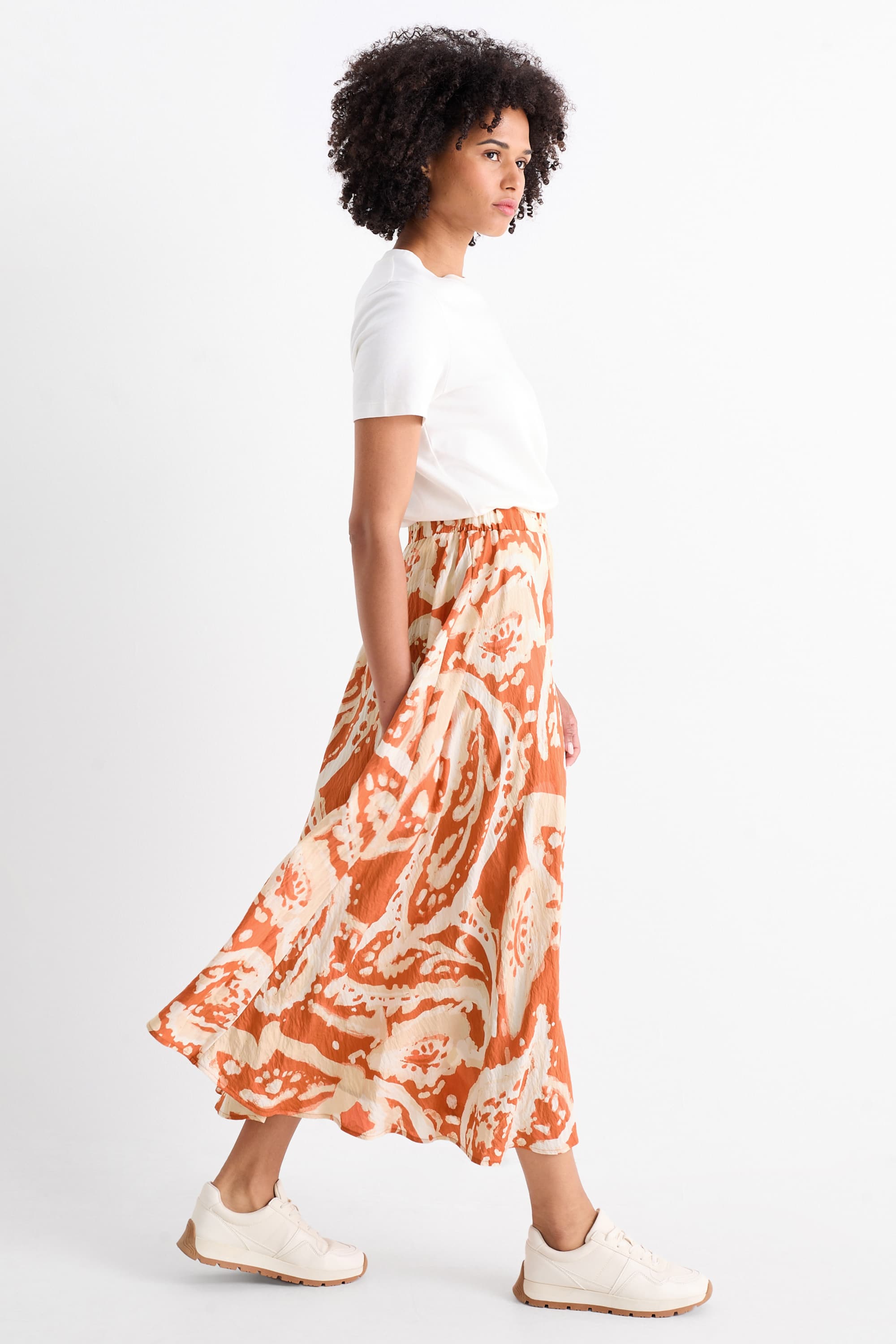 Skirt - patterned dark orange