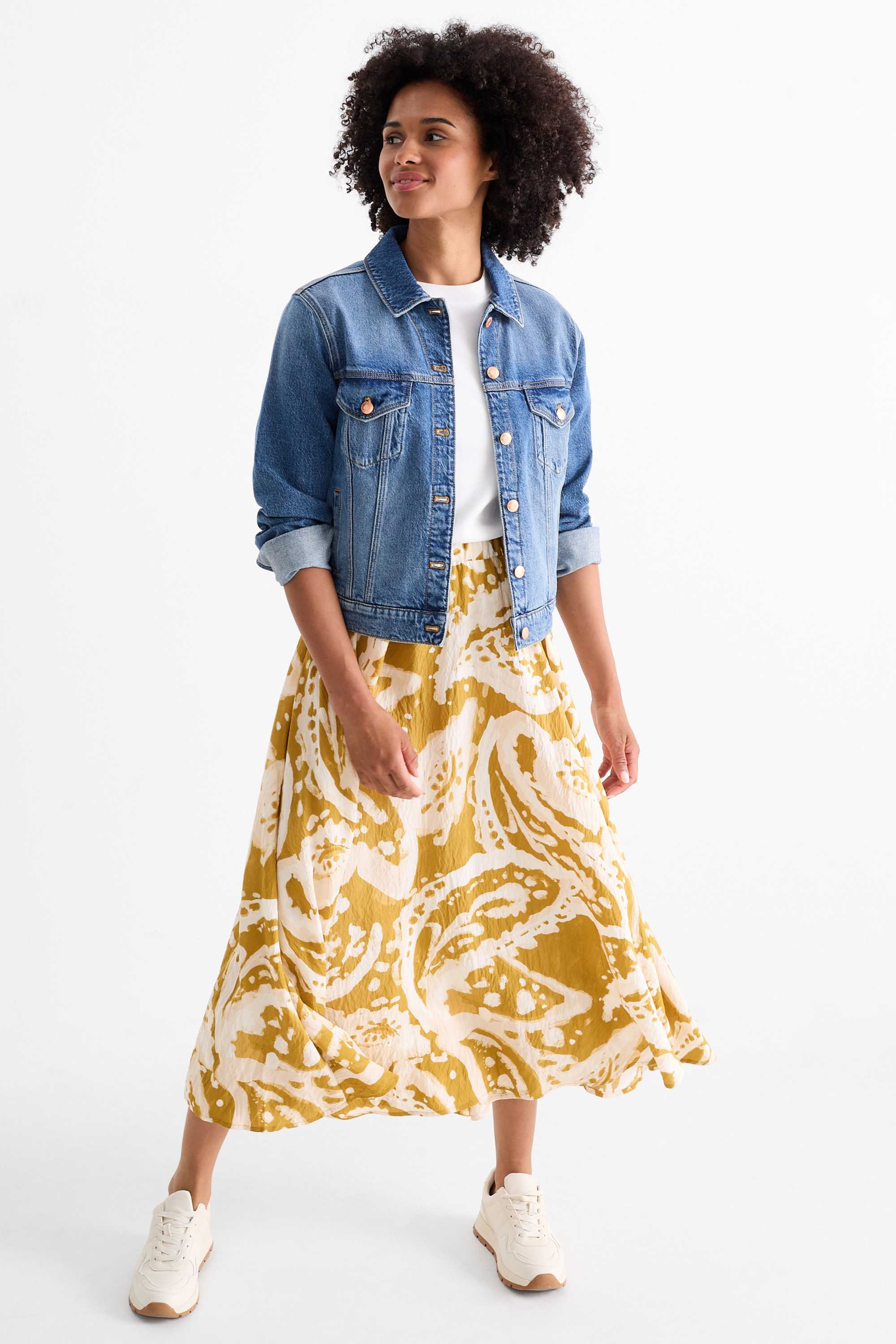 Skirt - patterned mustard yellow