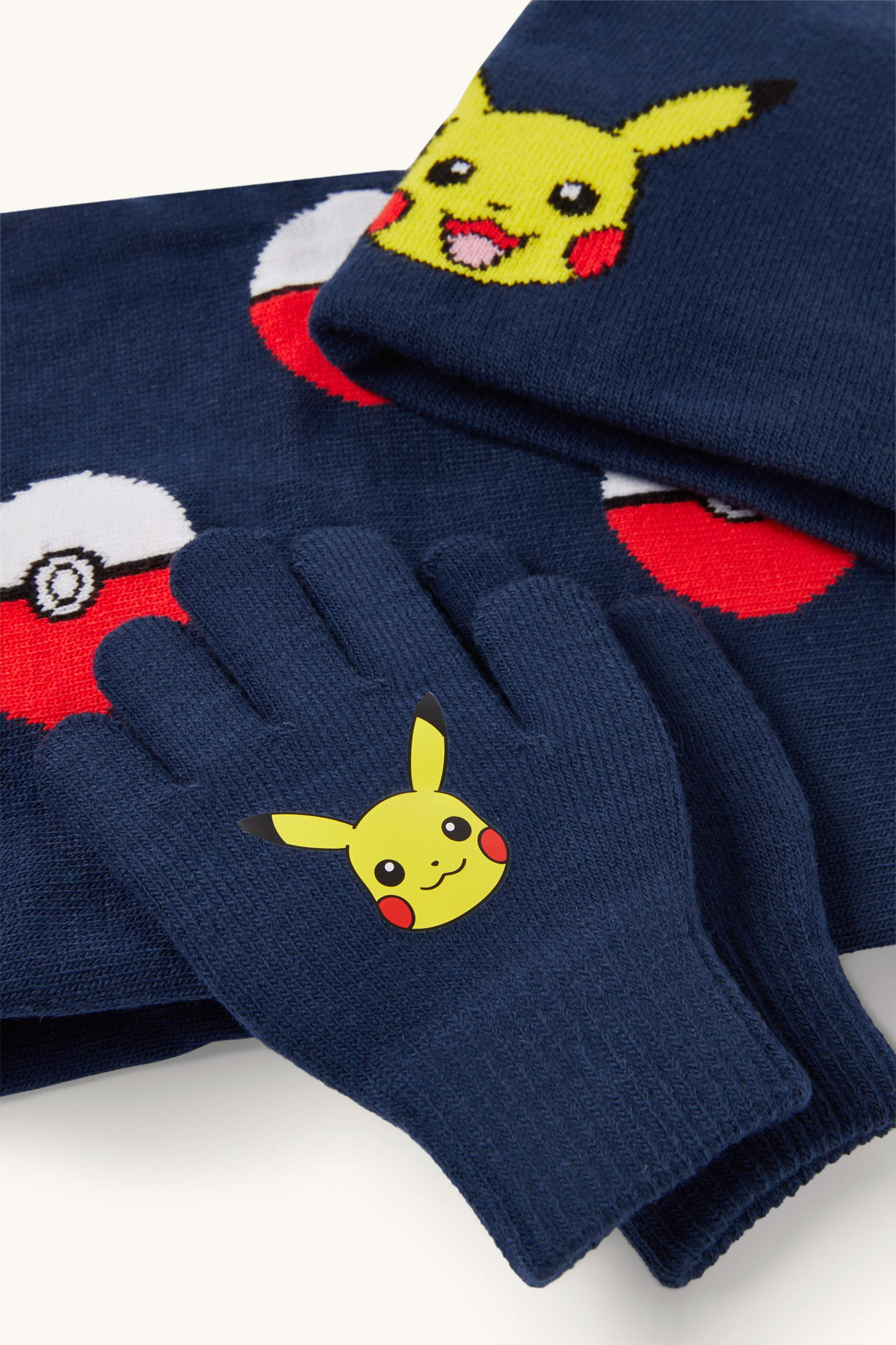 Pokémon - Pikachu - set - hat, snood and gloves dark blue
