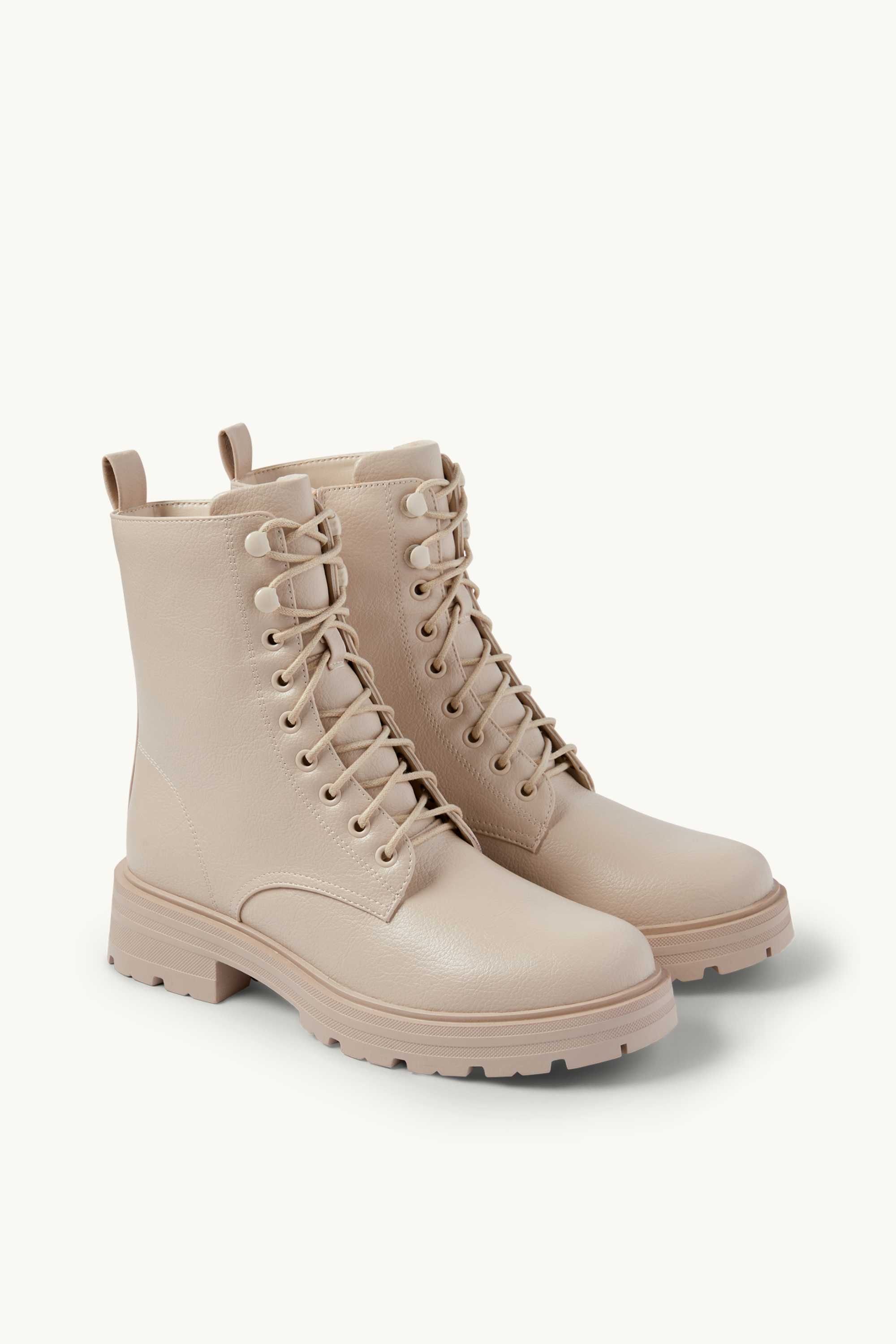 Ankle boots - faux leather light beige
