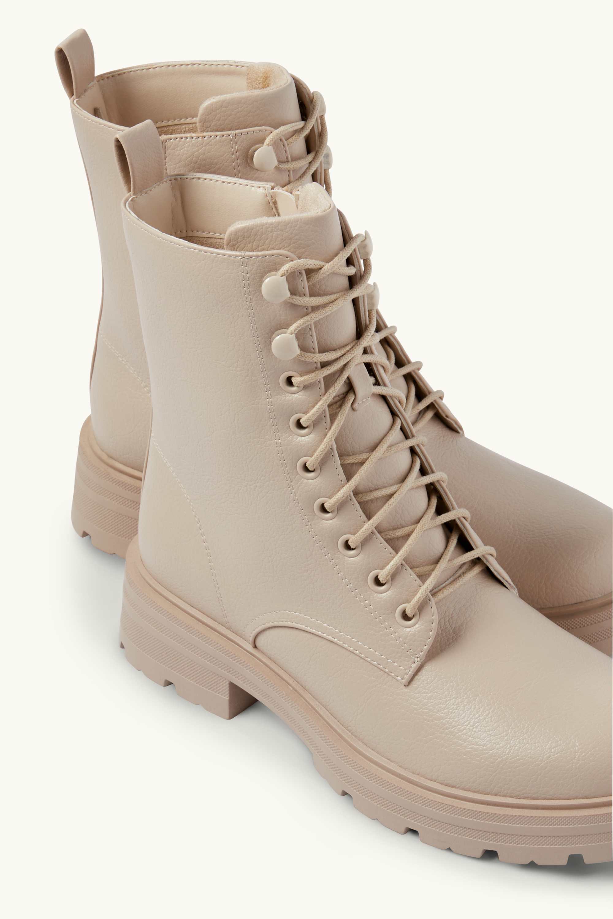 Ankle boots - faux leather light beige