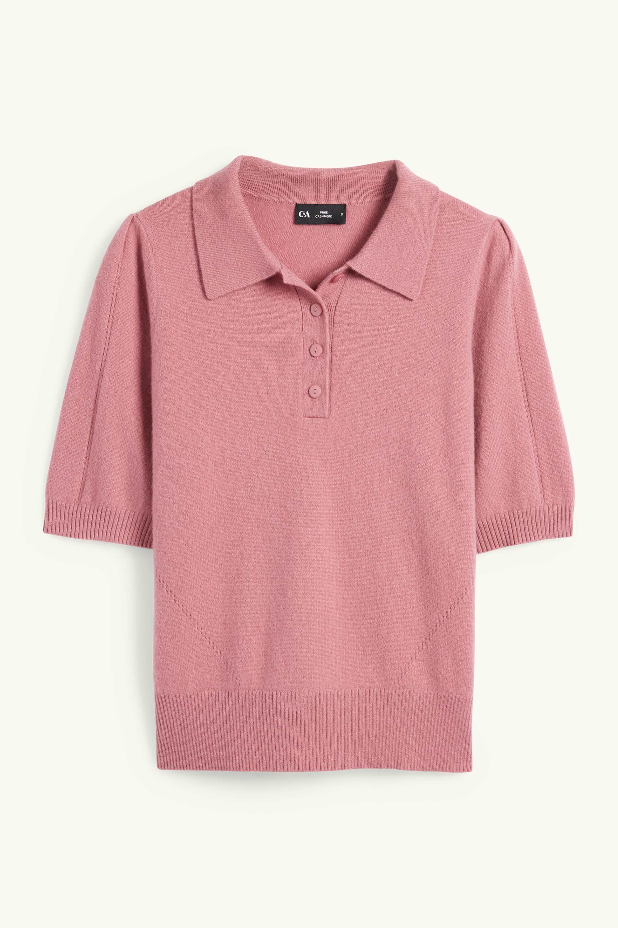 Knitted cashmere jumper - short sleeve pink