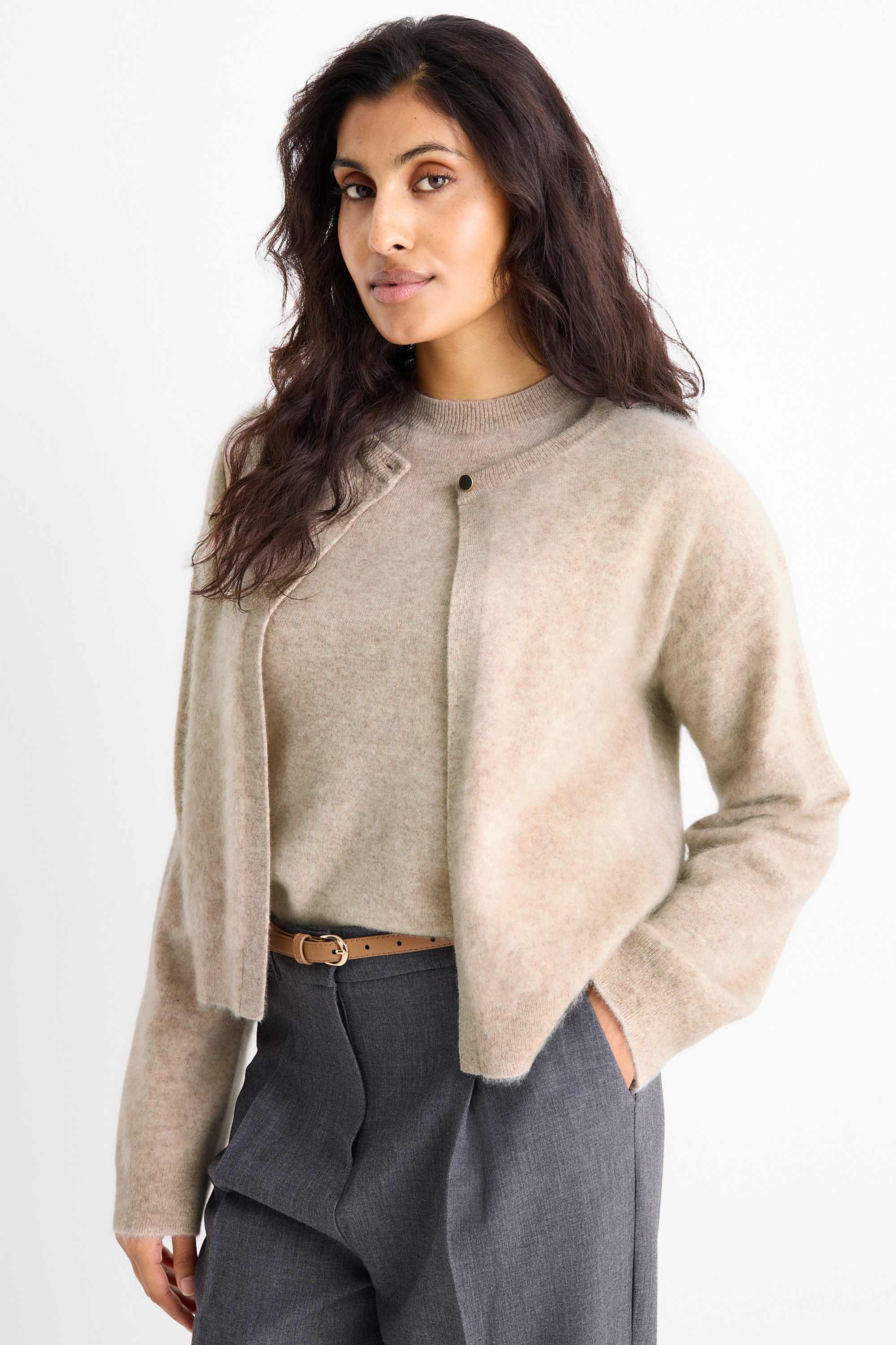 Cashmere cardigan light beige
