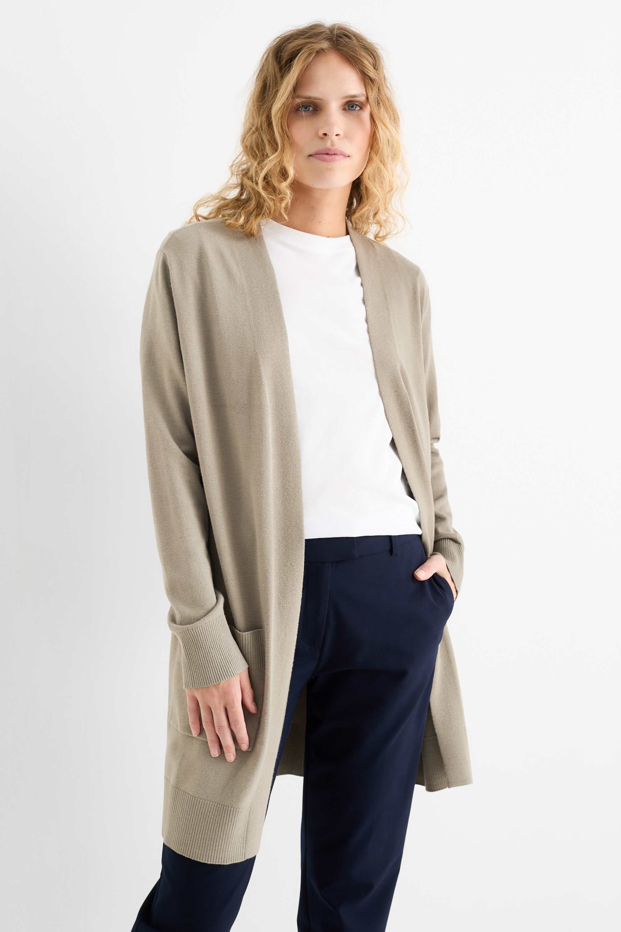Long cardigan khaki