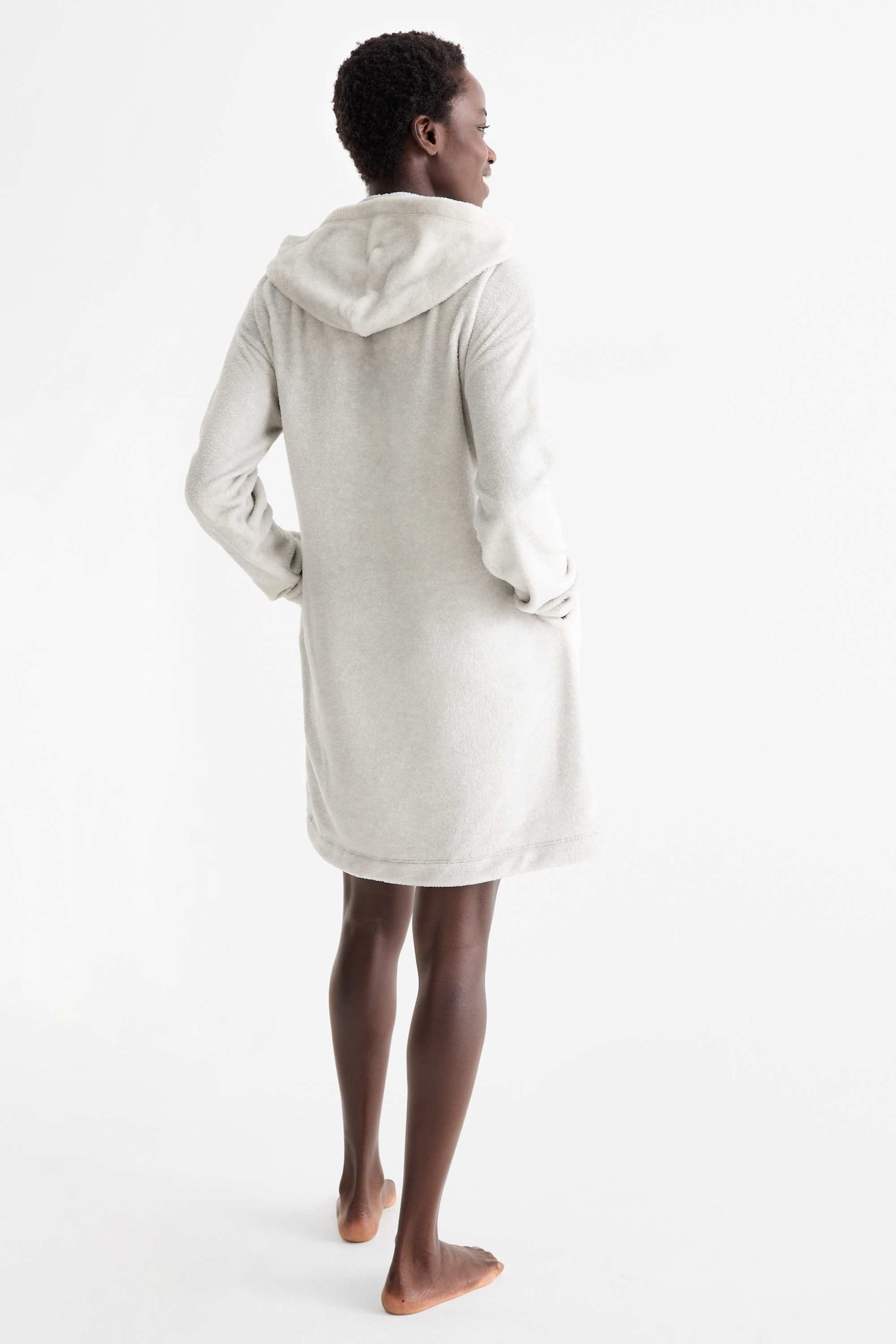 Fleece nightdress with hood - Lilo & Stitch light gray