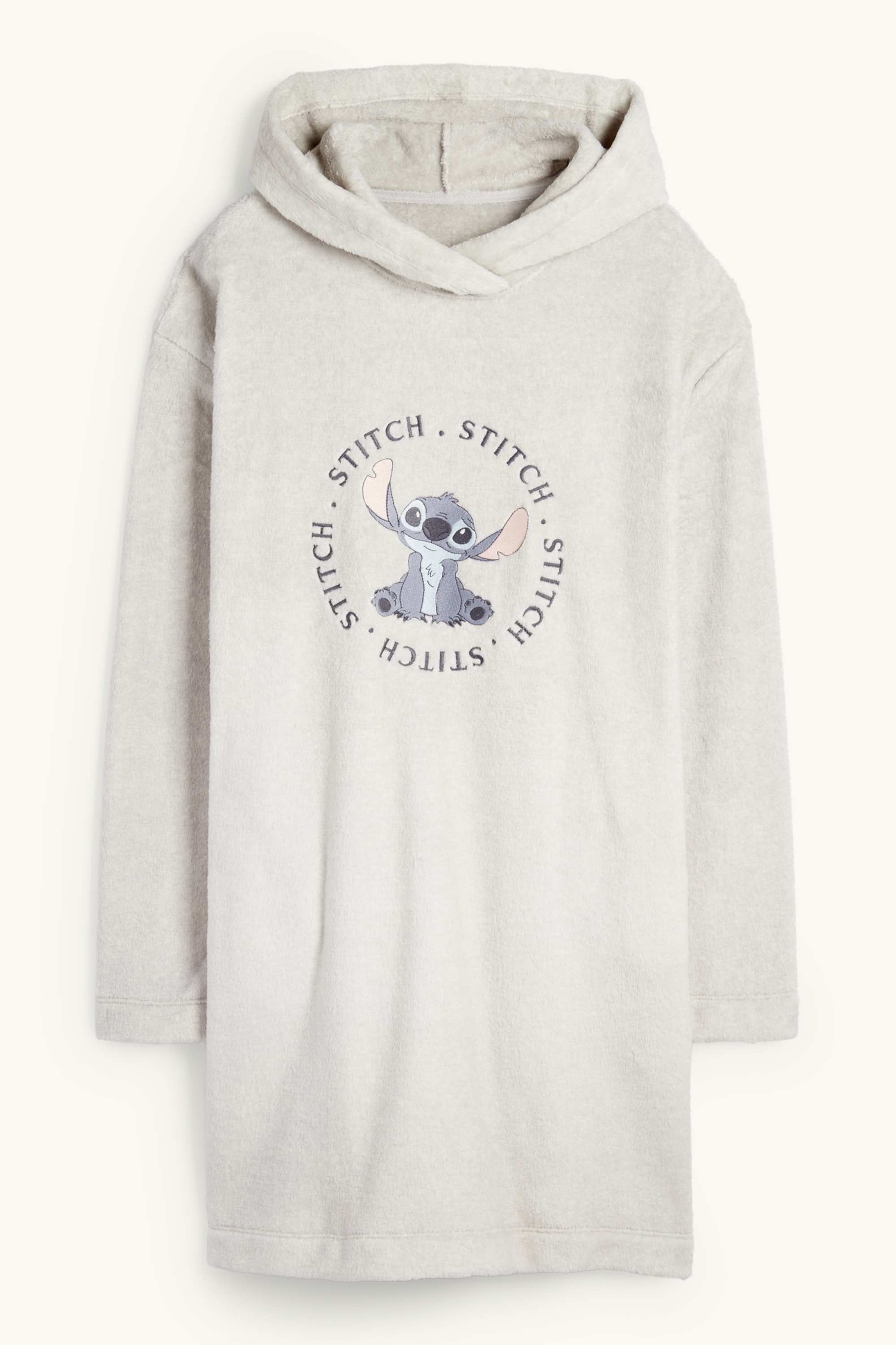 Fleece nightdress with hood - Lilo & Stitch light gray