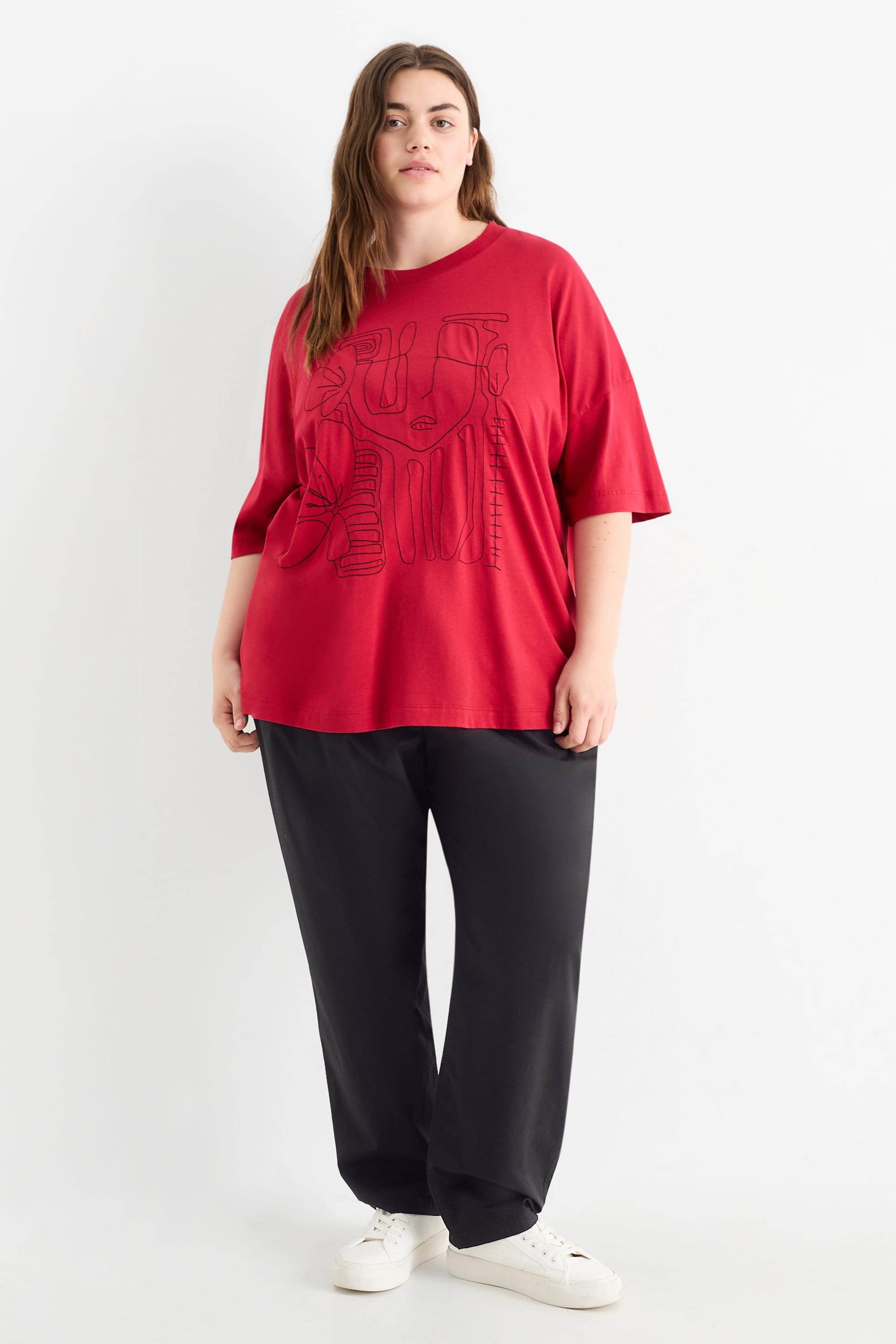 Cloth trousers - mid-rise waist - tapered fit black