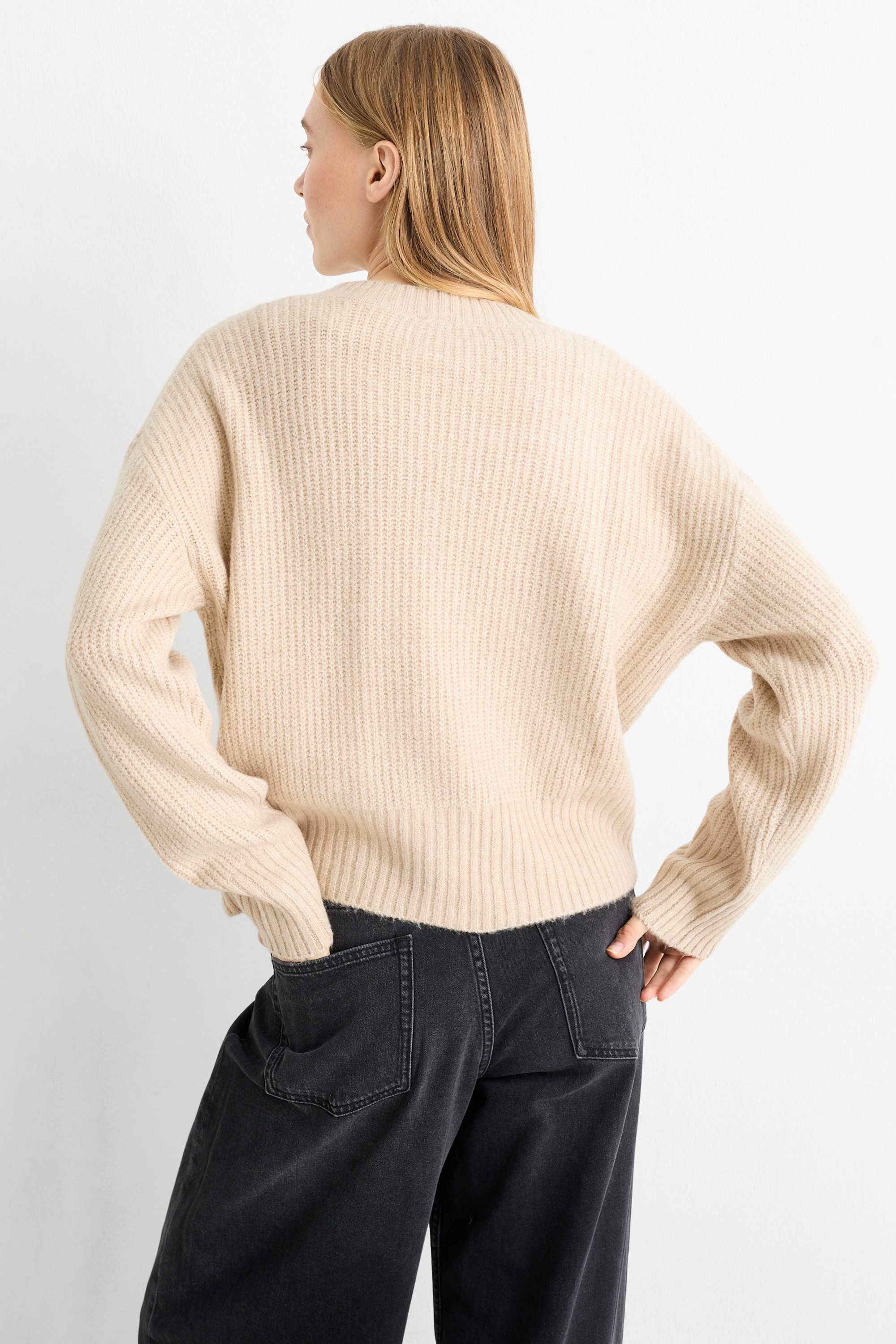 Cardigan - ribbed beige