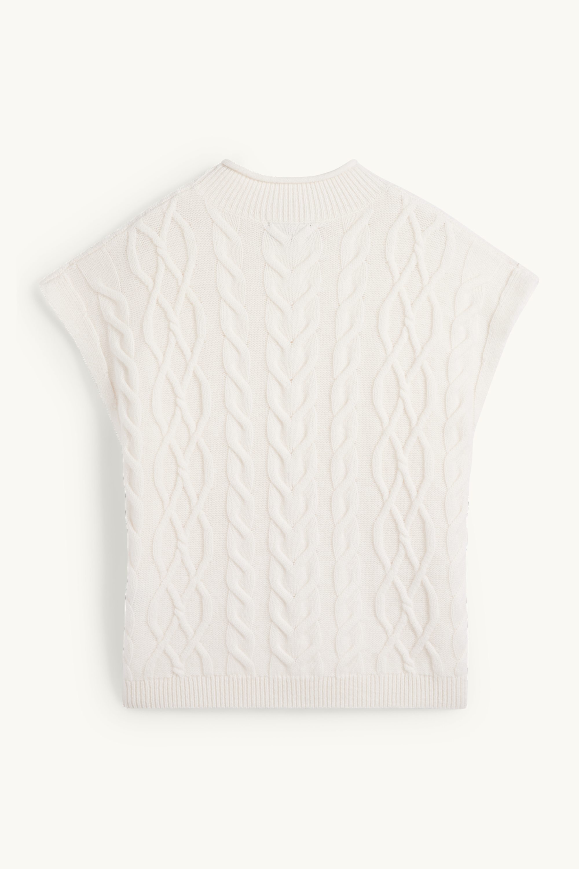 Knitted jumper with cashmere content - short sleeve - wool blend cremewhite