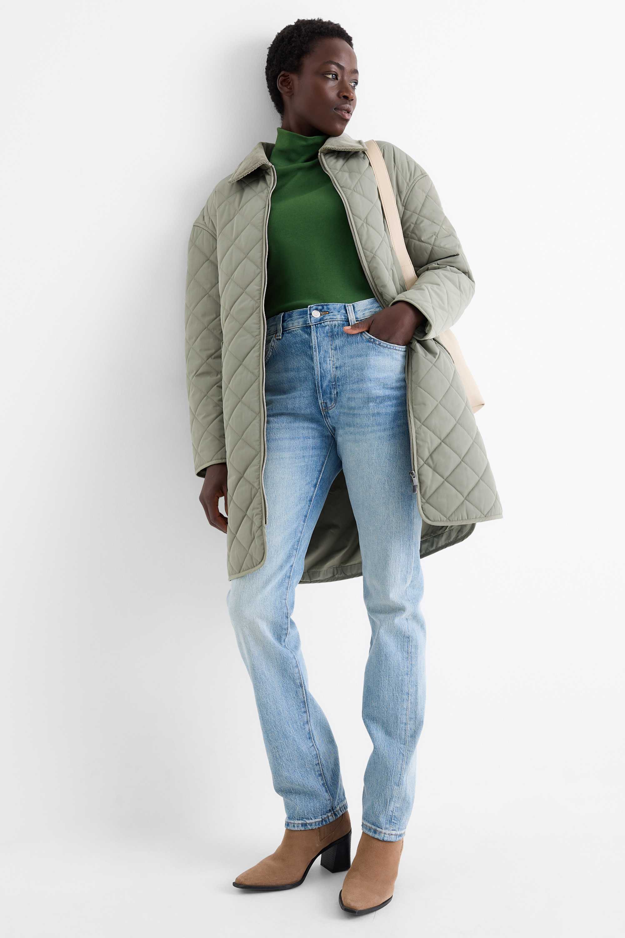Turtleneck top dark green