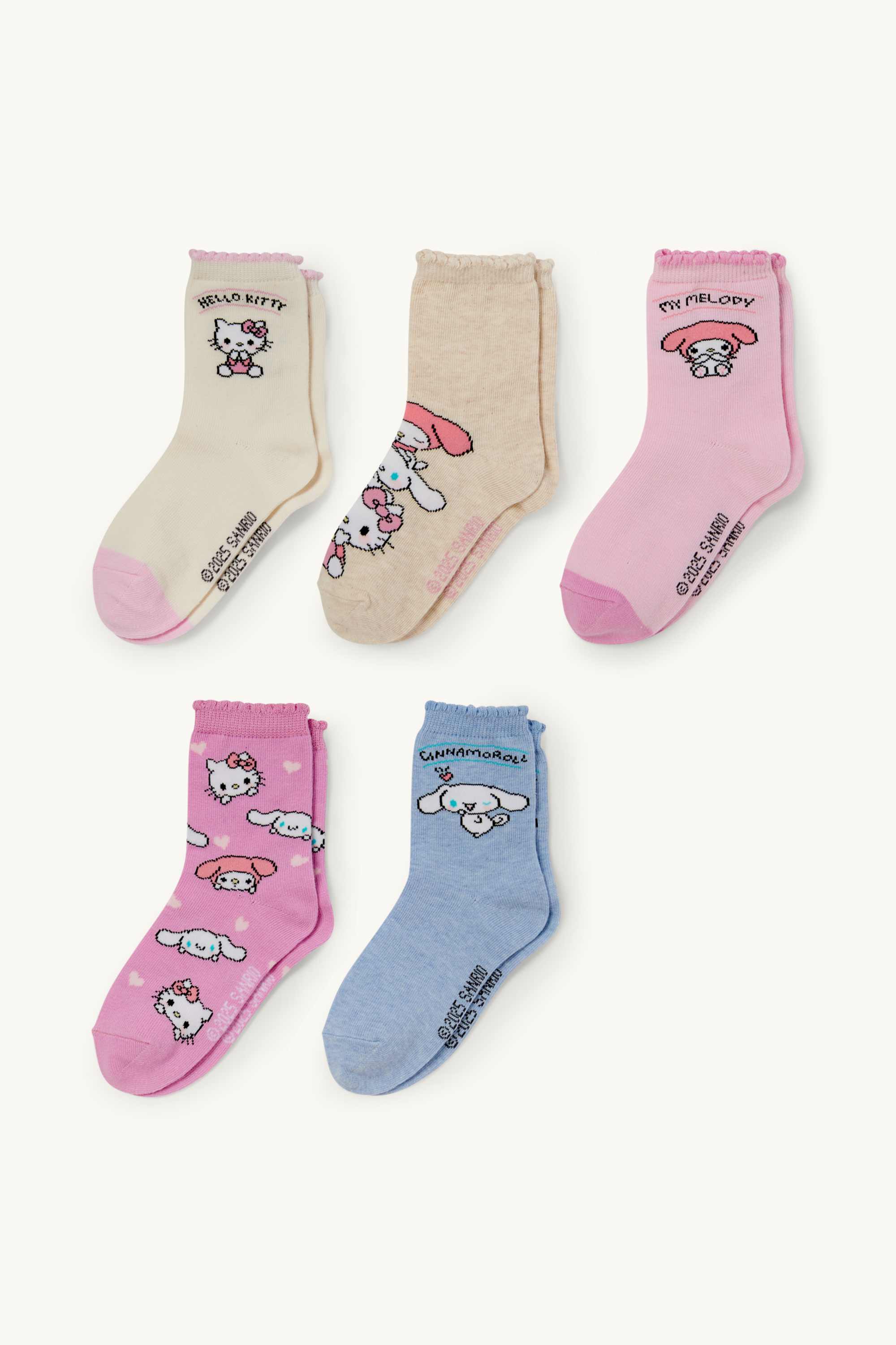 Multipack of 5 - Hello Kitty and Friends - socks with motif pink