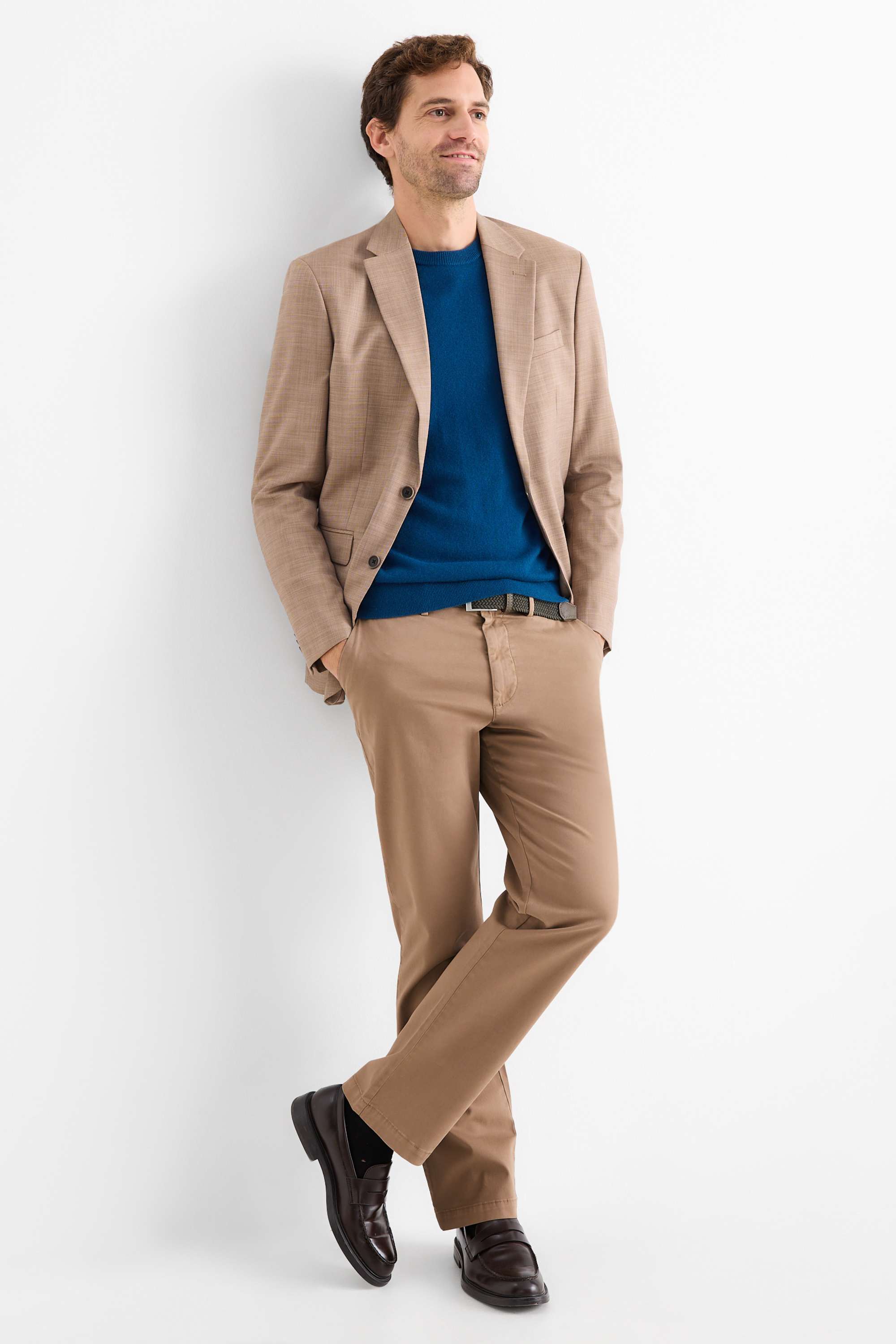 Chinos with belt - regular fit beige