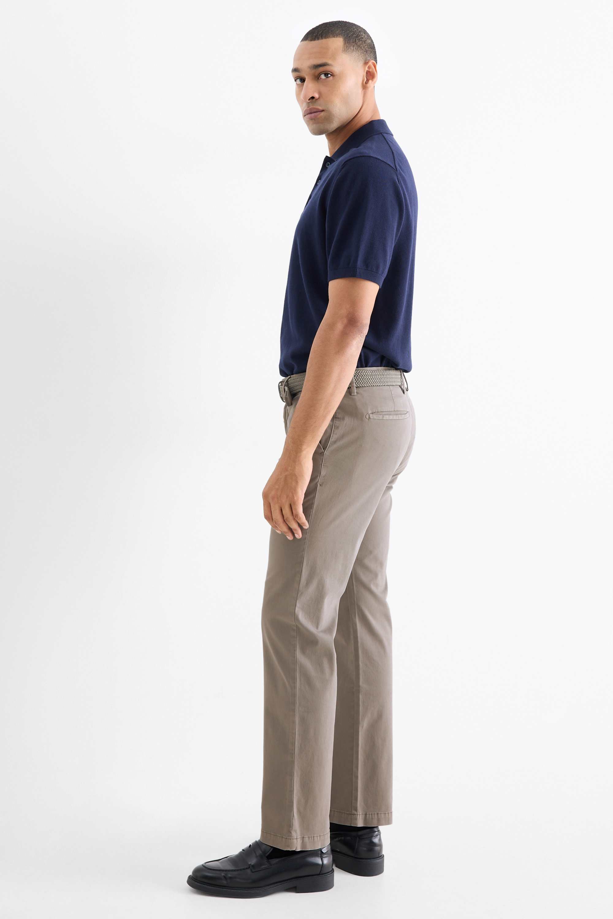 Chinos with belt - regular fit gray